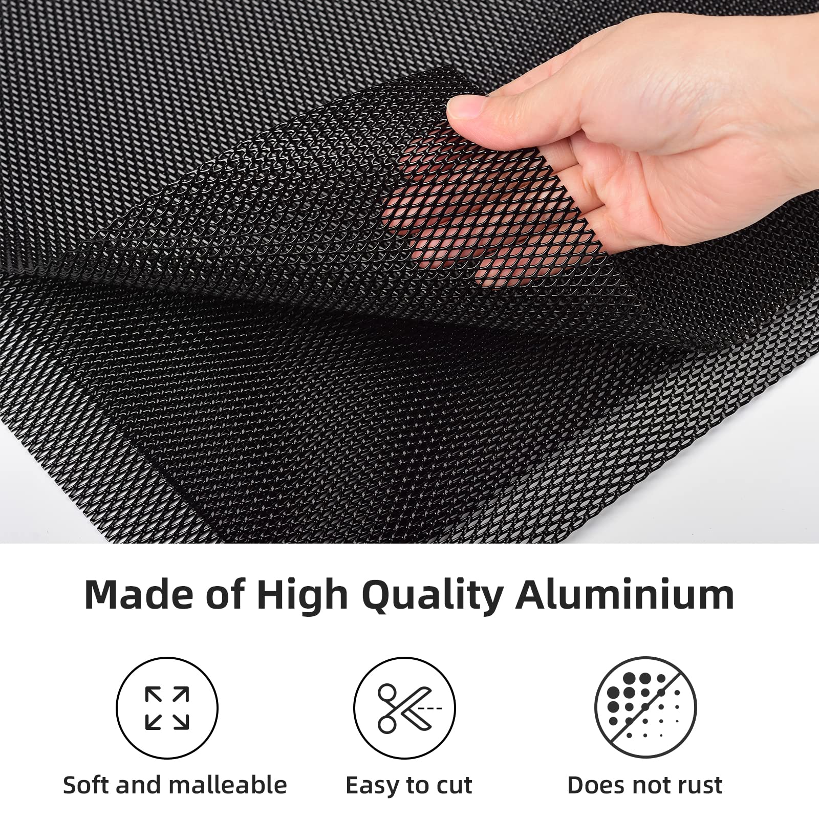 Aggauto Universal 13 ''X13 '' Car Grill Mesh - Aluminum Alloy Automotive Grille Insert Bumper Rhombic Hole 3X6Mm, 3Pcs One Of Th
