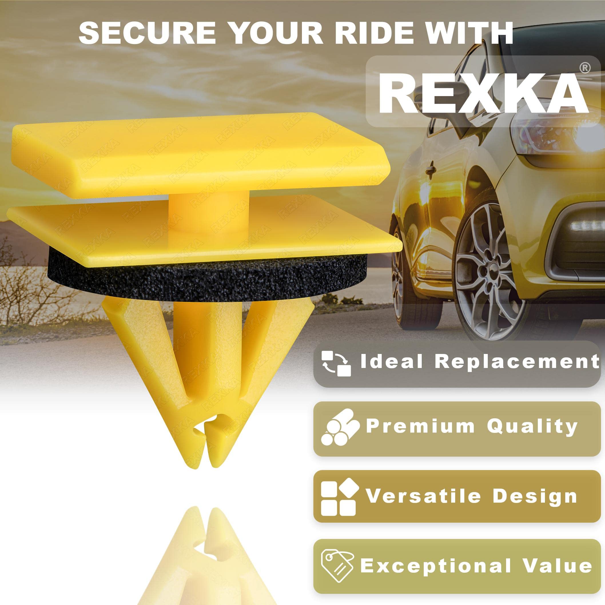 Rexka 20Pcs Rocker Panel Moulding Clips Yellow Nylon Compatible With Gm 5480852 Chevrolet Equinox Pontiac Torrent