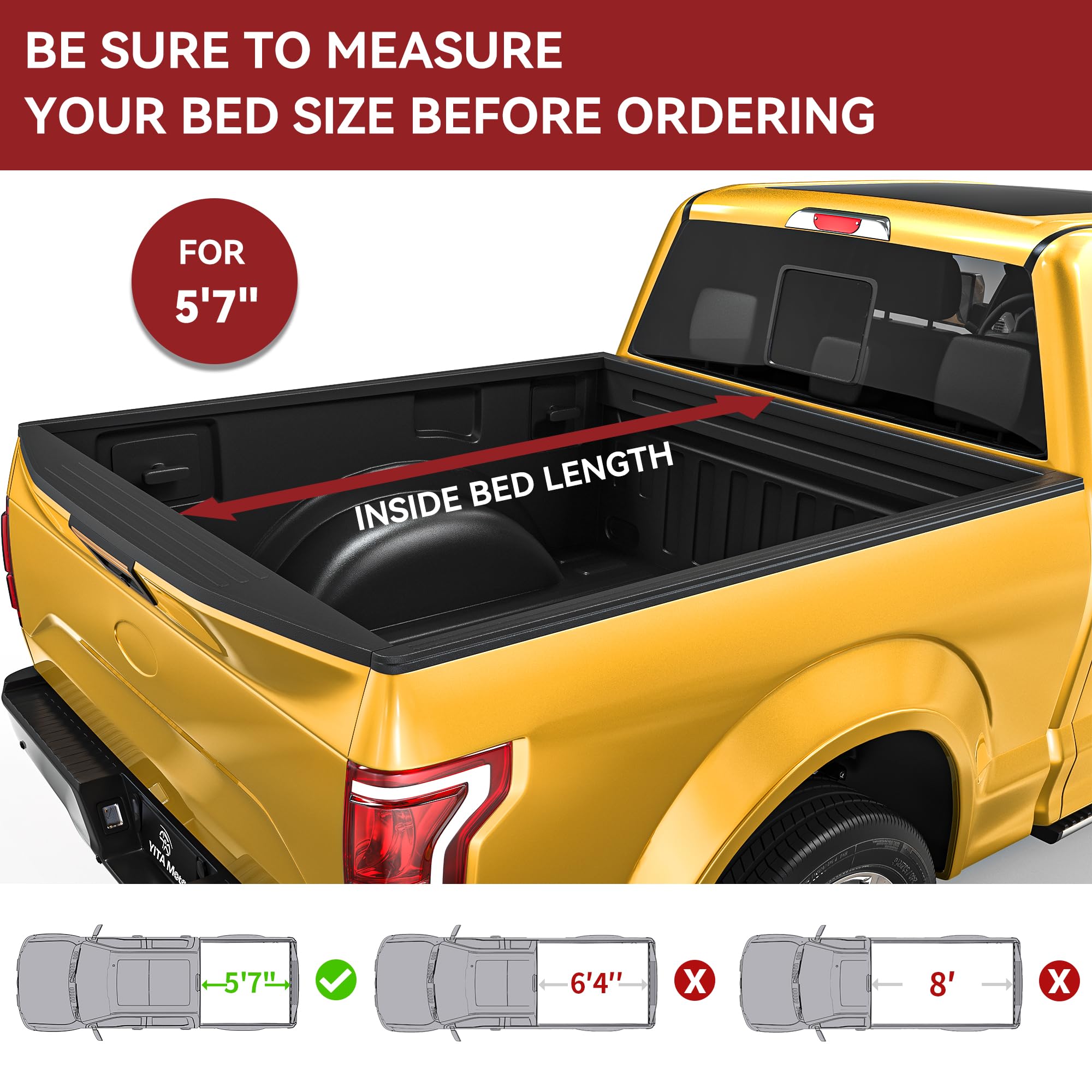 Yitamotor Soft Roll Up Truck Bed Tonneau Cover Compatible With 2009-2024 Dodge Ram 1500 (19-24 Classic Only), Fleetside 5.7 Ft B