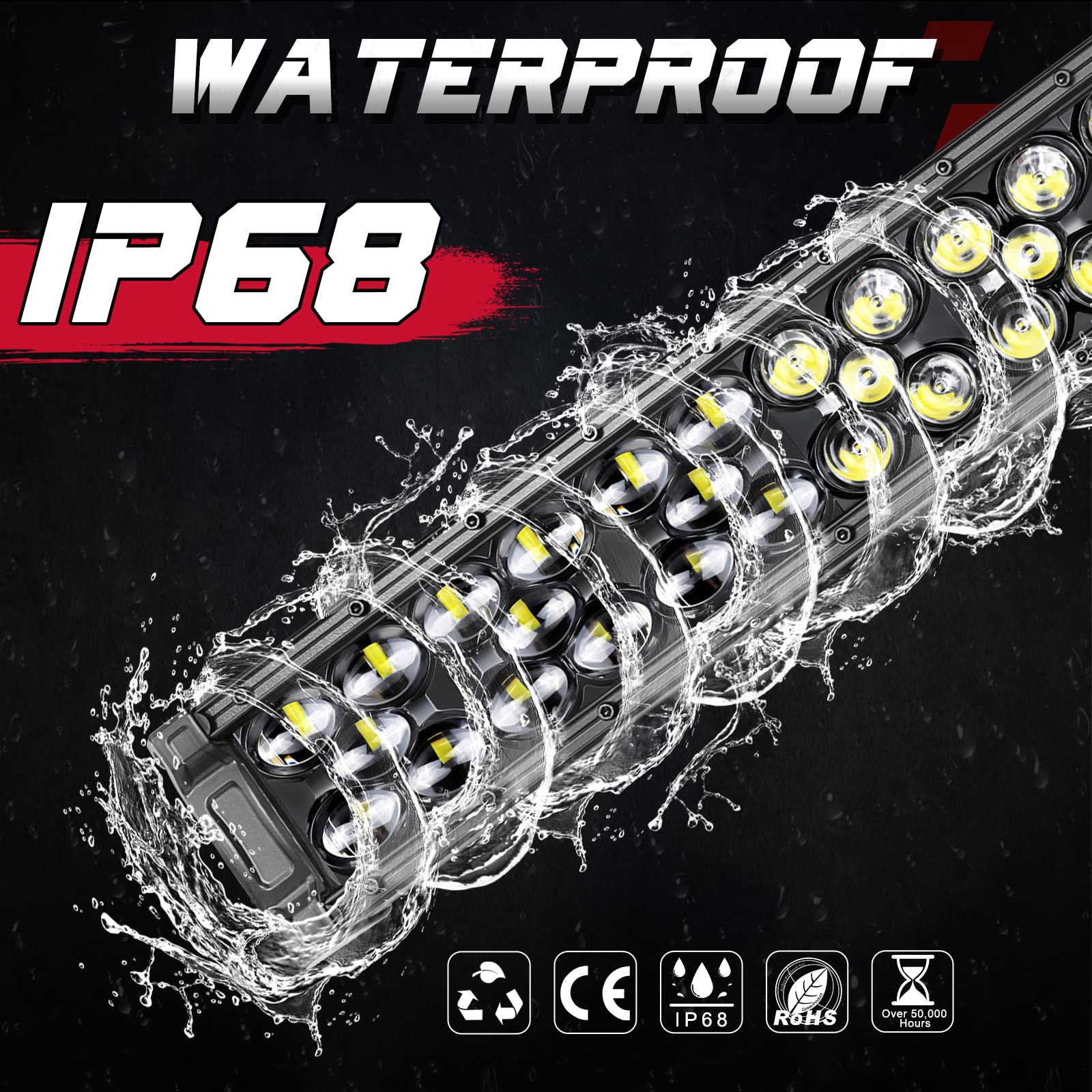 Offroadtown 40'' 540W Led Light Bar With Wiring Harness And Black Cover Off Road Lights Waterproof Driving Light Led Work Light Roof Light Bar For Truck Pickup Utv Suv Jeep Bronco Honda