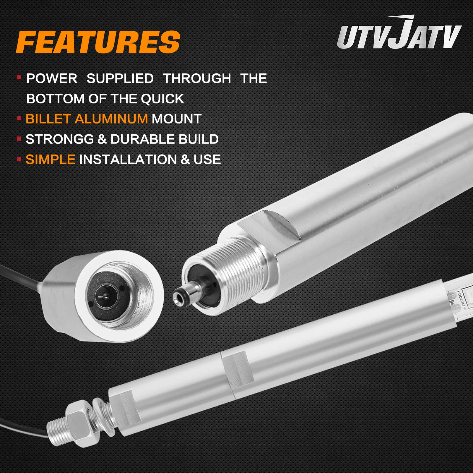 UTVJATV 3ft LED Whip Antenna - Waterproof Flag Pole with Blue Light for Can Am Maverick X3, Polaris RZR, UTV, ATV - 1PC
