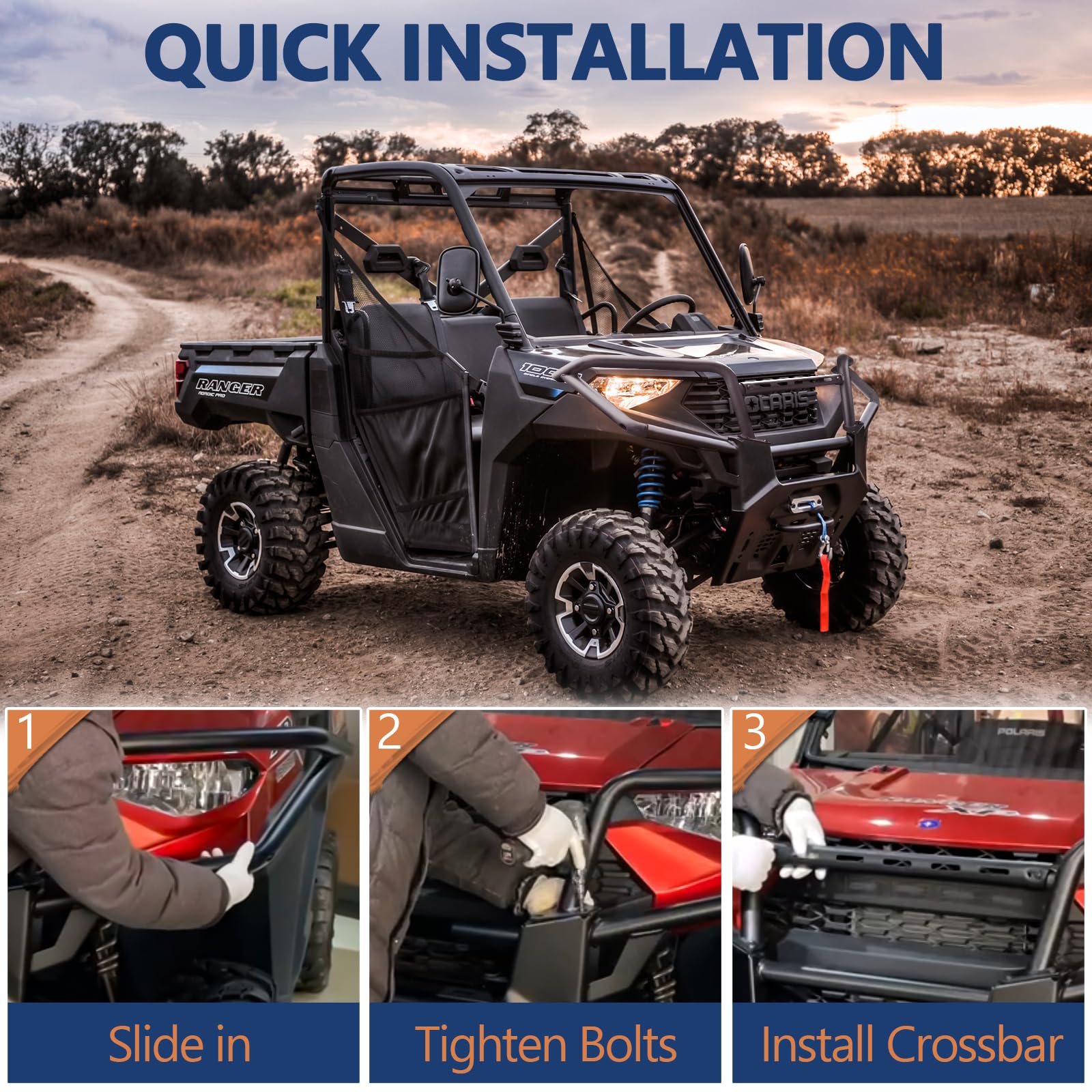 Ranger Xp 1000 Front Bumper - Starknightmt Ranger Upper Brush Guard Compatible With 2018-2024 Polaris Ranger 1000/ Ranger Xp 100