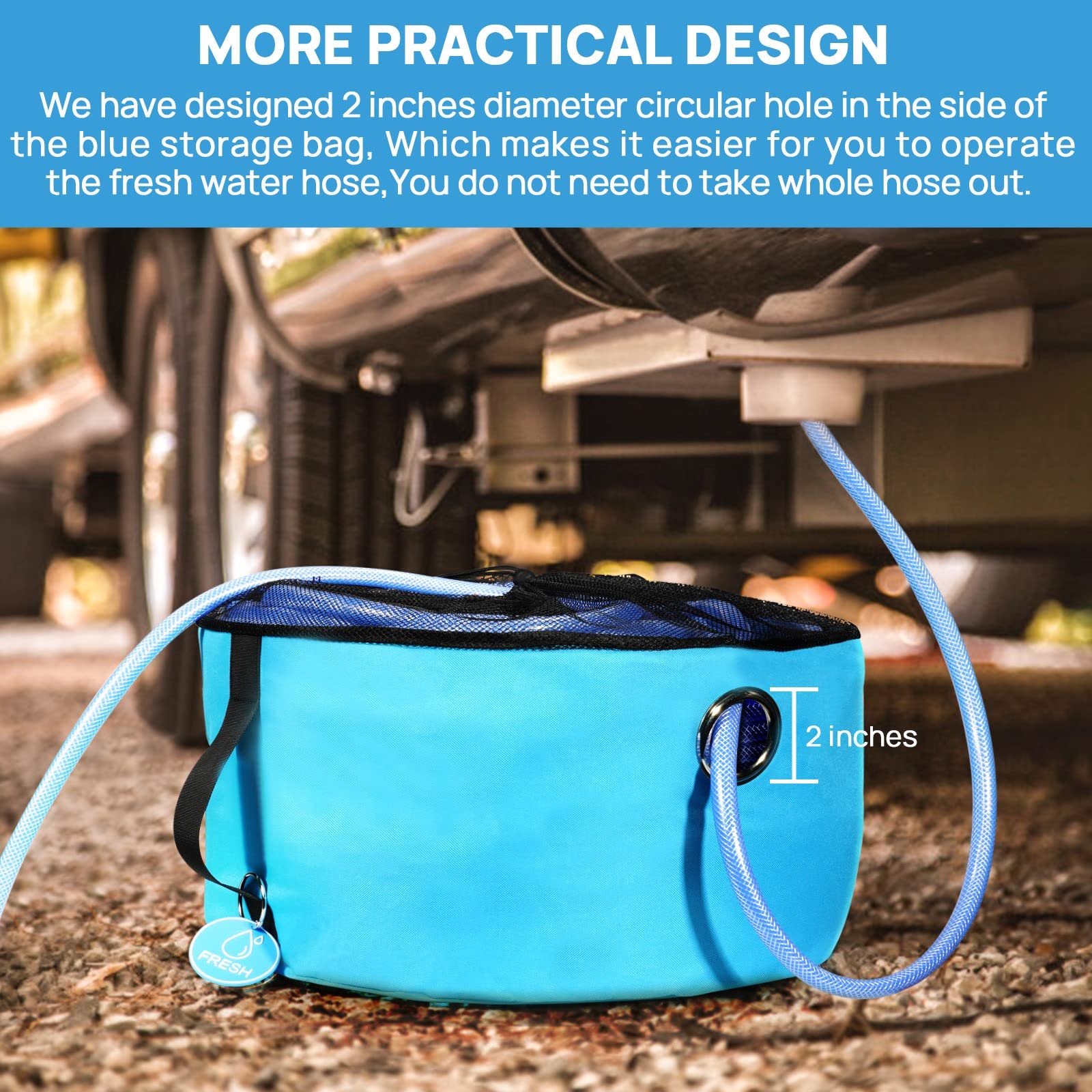 Rv Hose Storage Bag Of 3 Pack, Camper Accessories For Outside, Rubber Identification Tags For Fresh/Black Water Sewer Hoses Electrical Cords & Accessories, 3 Colors Of Rv Equipment Storage Utility Bag