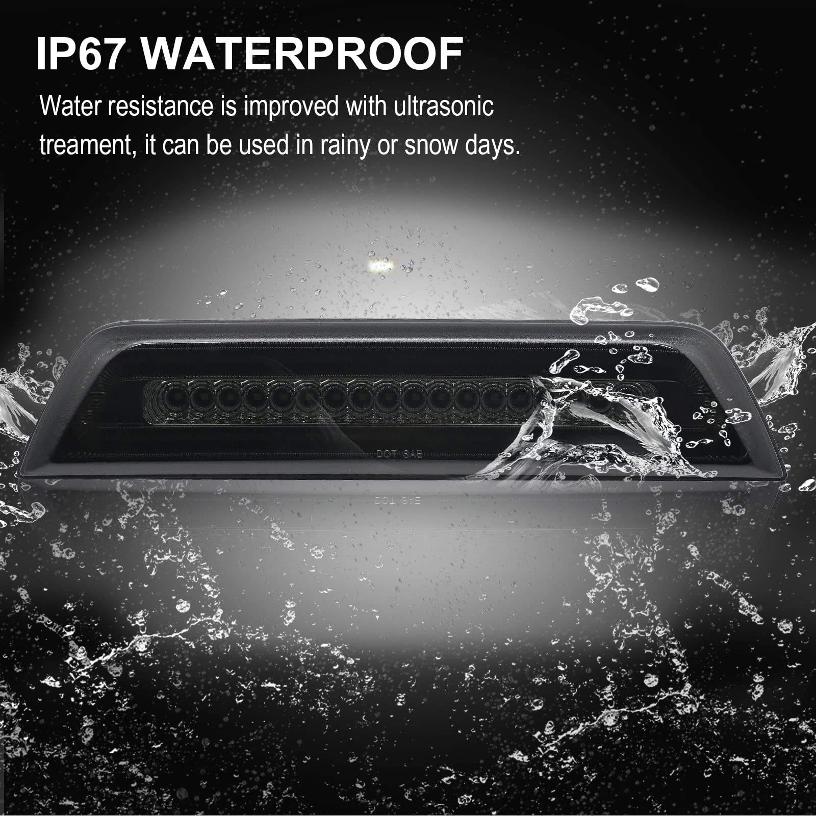 R&F Auto Smoked Lens Strobe Led 3Rd Third Brake Light Replacement For 2016-2023 Tacoma Limited Sr Sr5 Trd Off-Road Trd Pro Sport Roof Cargo Lights Pickup High Mount Stop Lamp (For Double Cab Only)