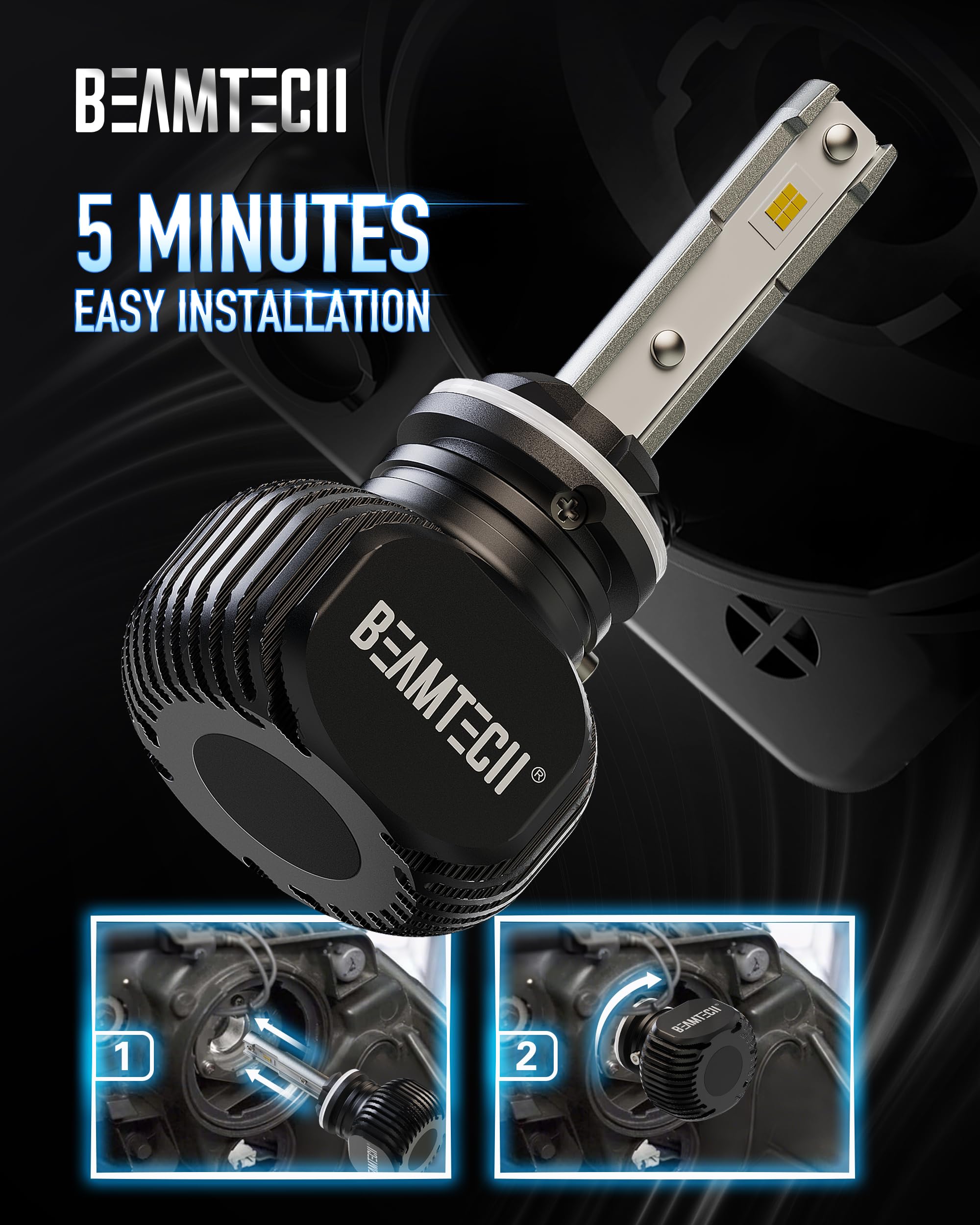 Beamtech 880 Bulbs, S1 Series 899 885 893 Fanless 300% Brighter Fog Light