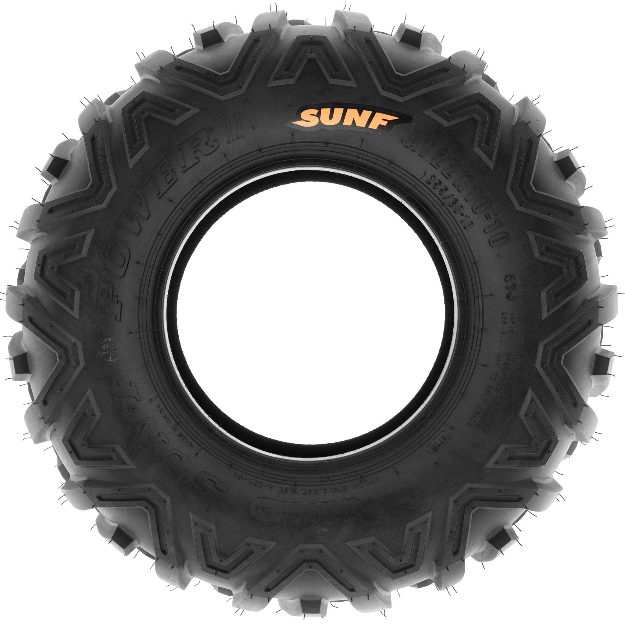 Set Of 4 Sunf Power.Ii All-Terrain Off Road Atv Utv Tires 22X7-10 Front & 20X10-8 Rear, 6 Pr Tubeless A051