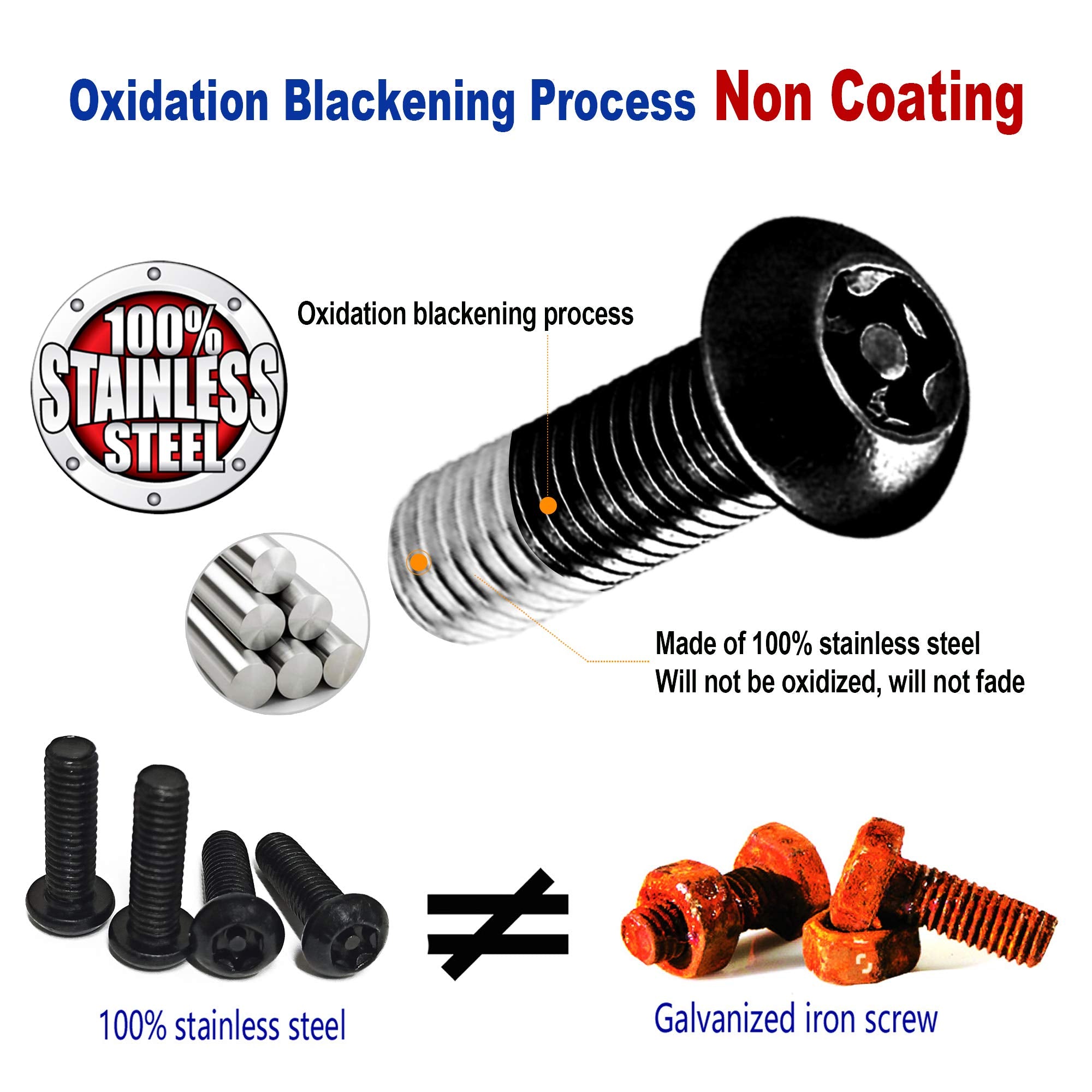 Aootf Anti Theft License Plate Screws- Black Screws For Locking Car Tag, Frame And Cover, Mounting Hardware Kit For Front/Rear, M6 Stainless Steel Screws, Caps, Fasteners Nuts, Rattle Proof Pads