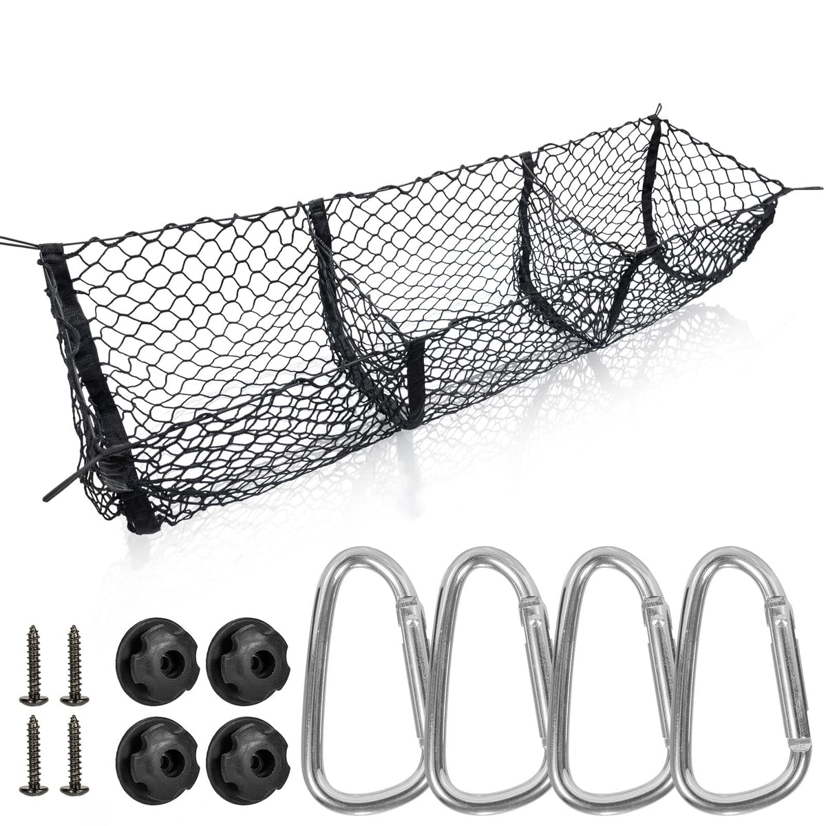 3-Pocket Truck Bed Cargo Net Organizer,Heavy Duty 51.1  15.7 Inch Mesh Storage With 4 Metal Hooks,Universal Pickup Truck Bed Acc