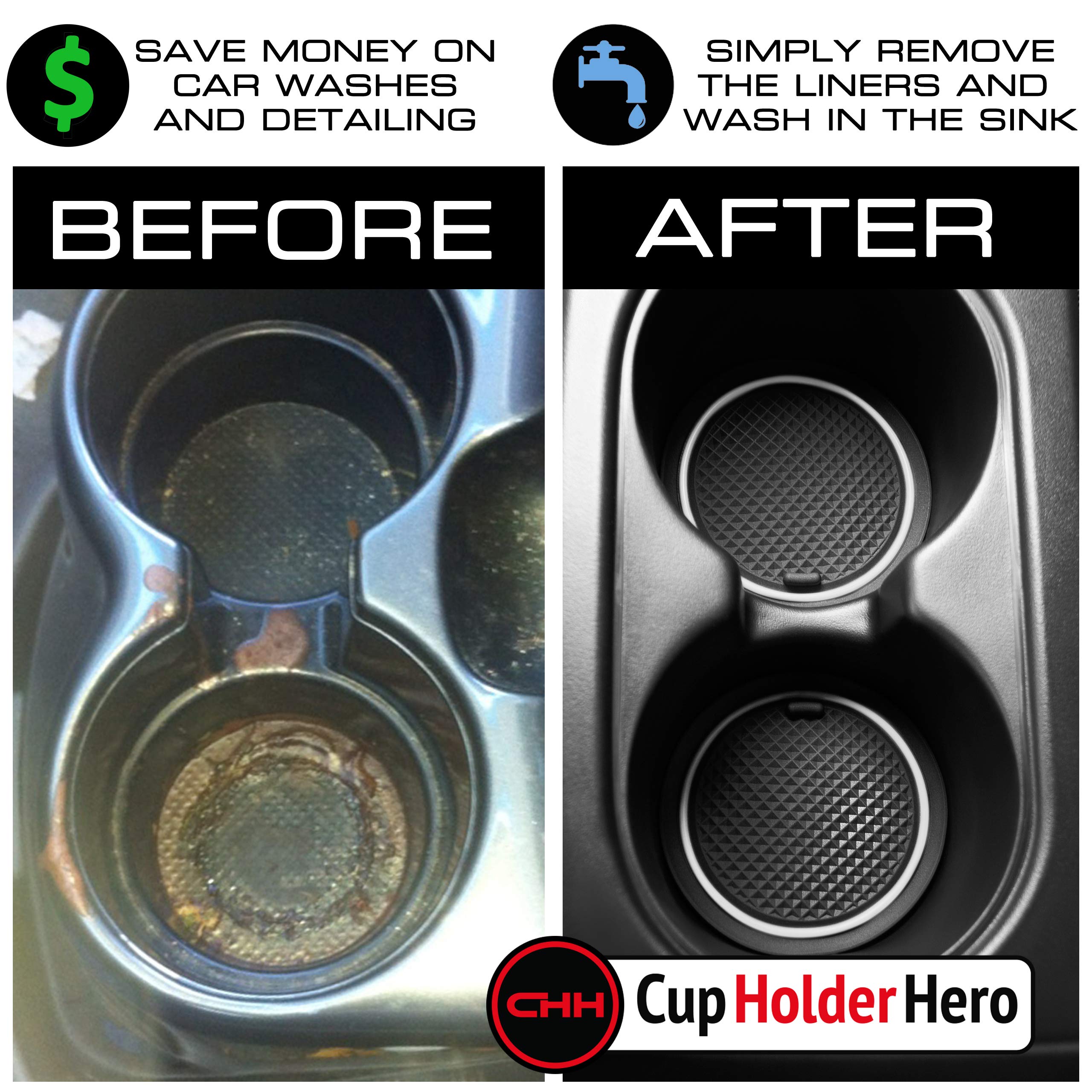 CupHolderHero fits Hyundai Kona Accessories 2018-2021 Premium Custom Interior Non-Slip Anti Dust Cup Holder Inserts, Center Console Liner Mats, Door Pocket Liners 19pc Set (White Trim)