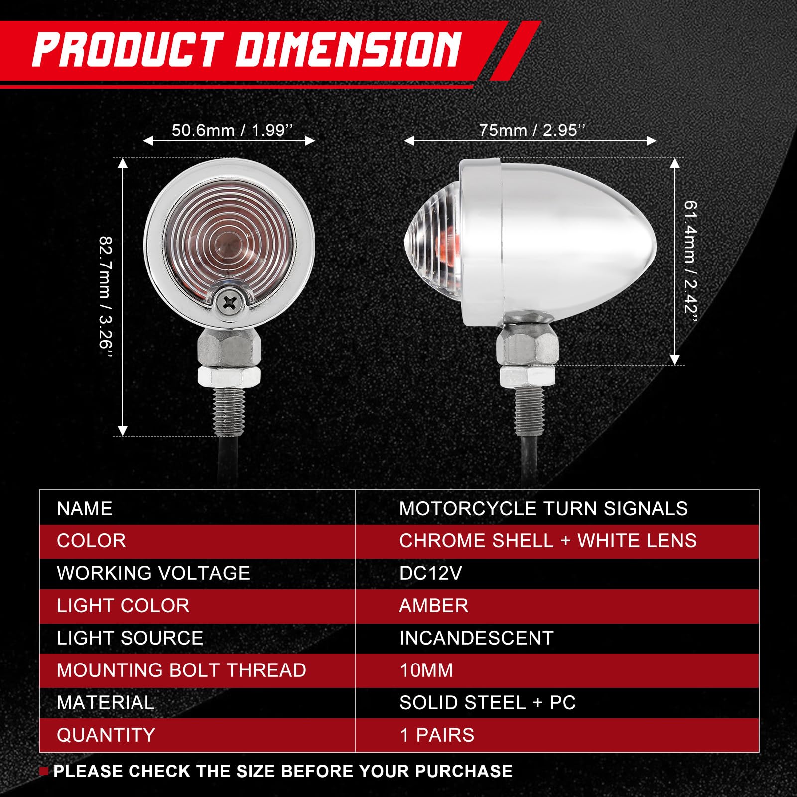 Innoglow Motorcycle Turn Signal Lights 2Pcs Bullet Front Rear Turn Signals Indicator Blinkers Amber Lights Fits For Harley Suzuk