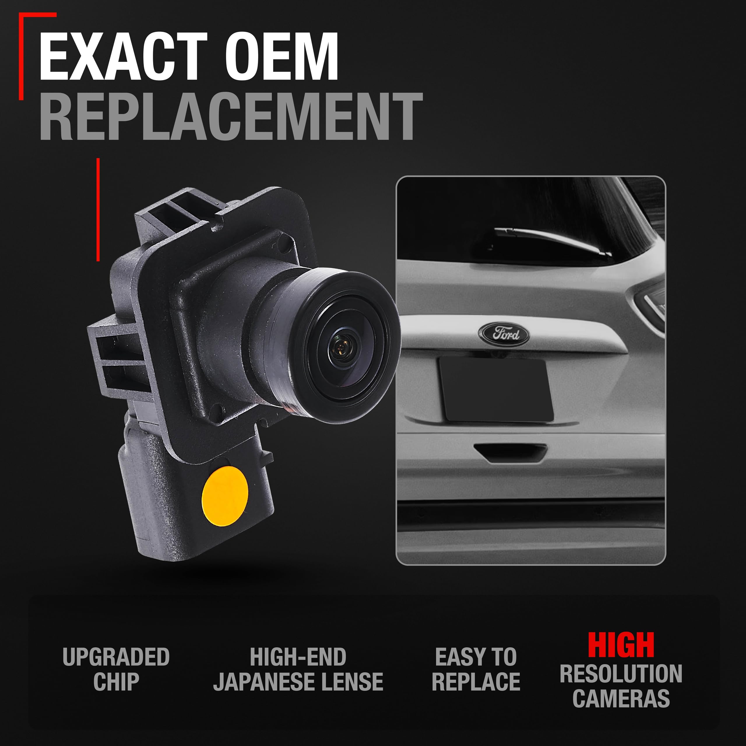 Rear View Backup Camera - Compatible With 2014-2016 Ford Escape - Reverse Park Assist Camera - Oem Ej5Z-19G490-A, 590-419, Fo196