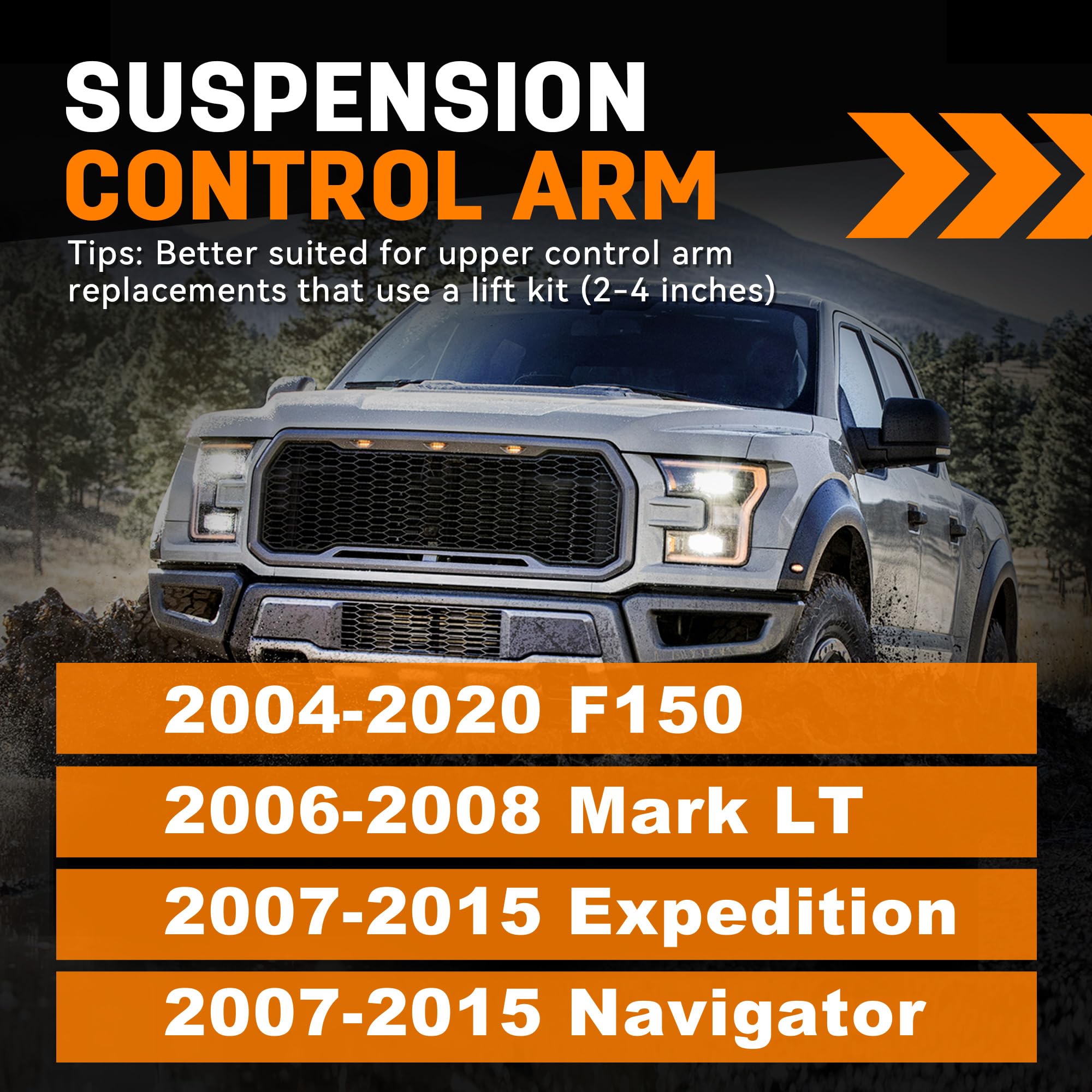 2-4 Front Upper Control Arms For 2004-2024 F150 with Ball Joint, 2PCS Adaption 2-4 Lift Suspension Kit Adjustable Control Ar