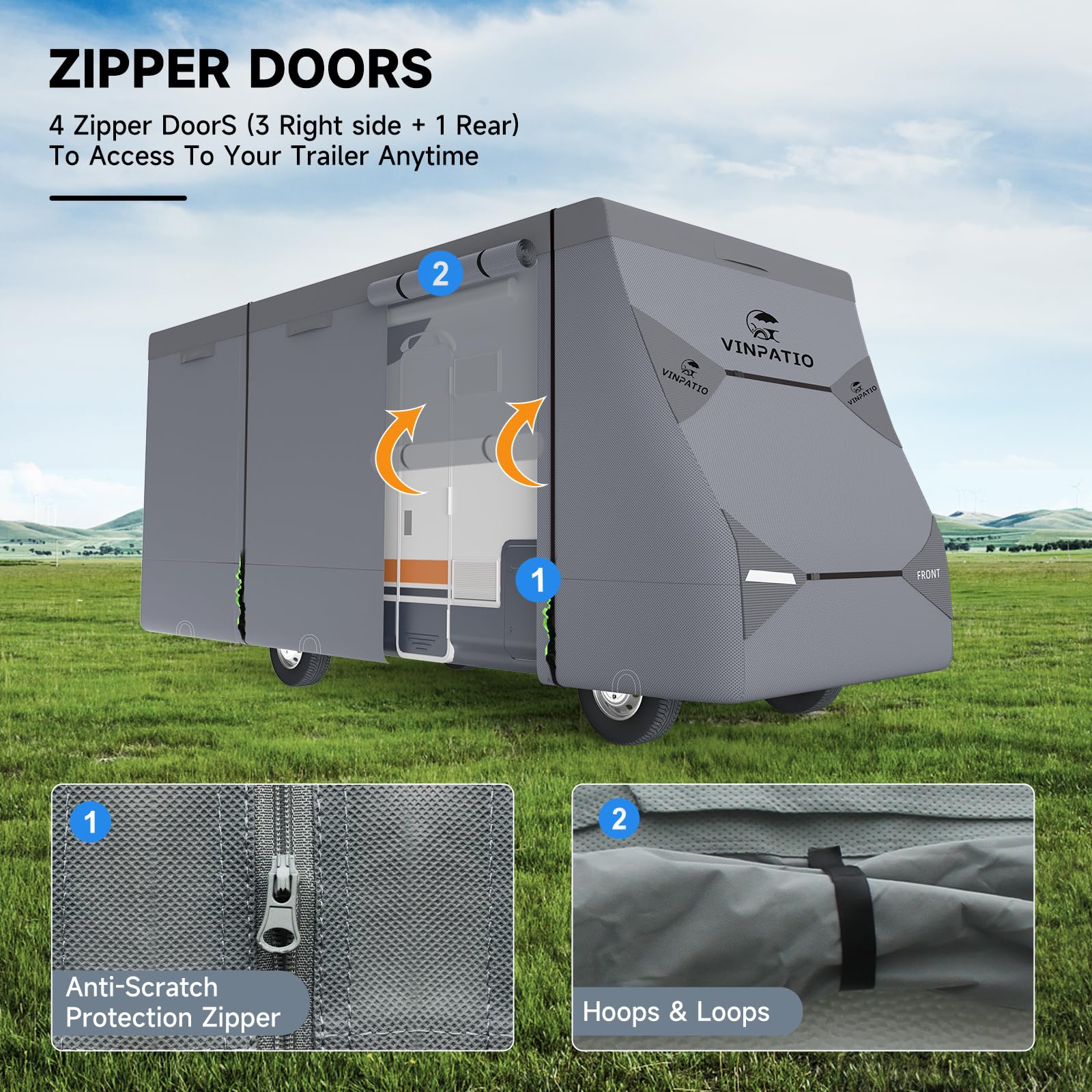 Class C Rv Cover Extra Thick 7 Layer Top, Fits 29'-32' Rv, Heavy Duty Windproof Class C Cover, Waterproof Anti-Uv Camper Cover W