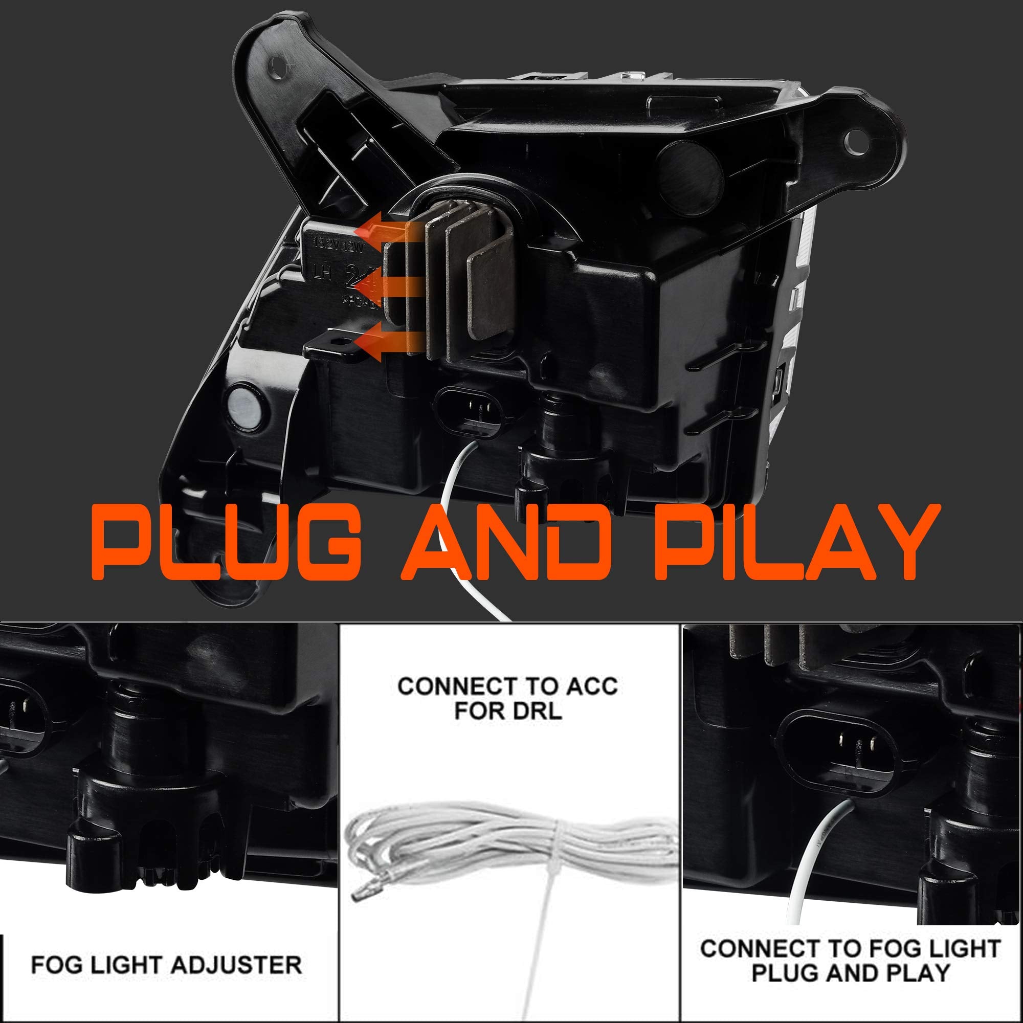 DRFG LED Fog Light with DRL Compatible for Chevy Silverado 2019 2020 2021 2022 Bumper Driving Lamp for Silverado 1500 Include H1