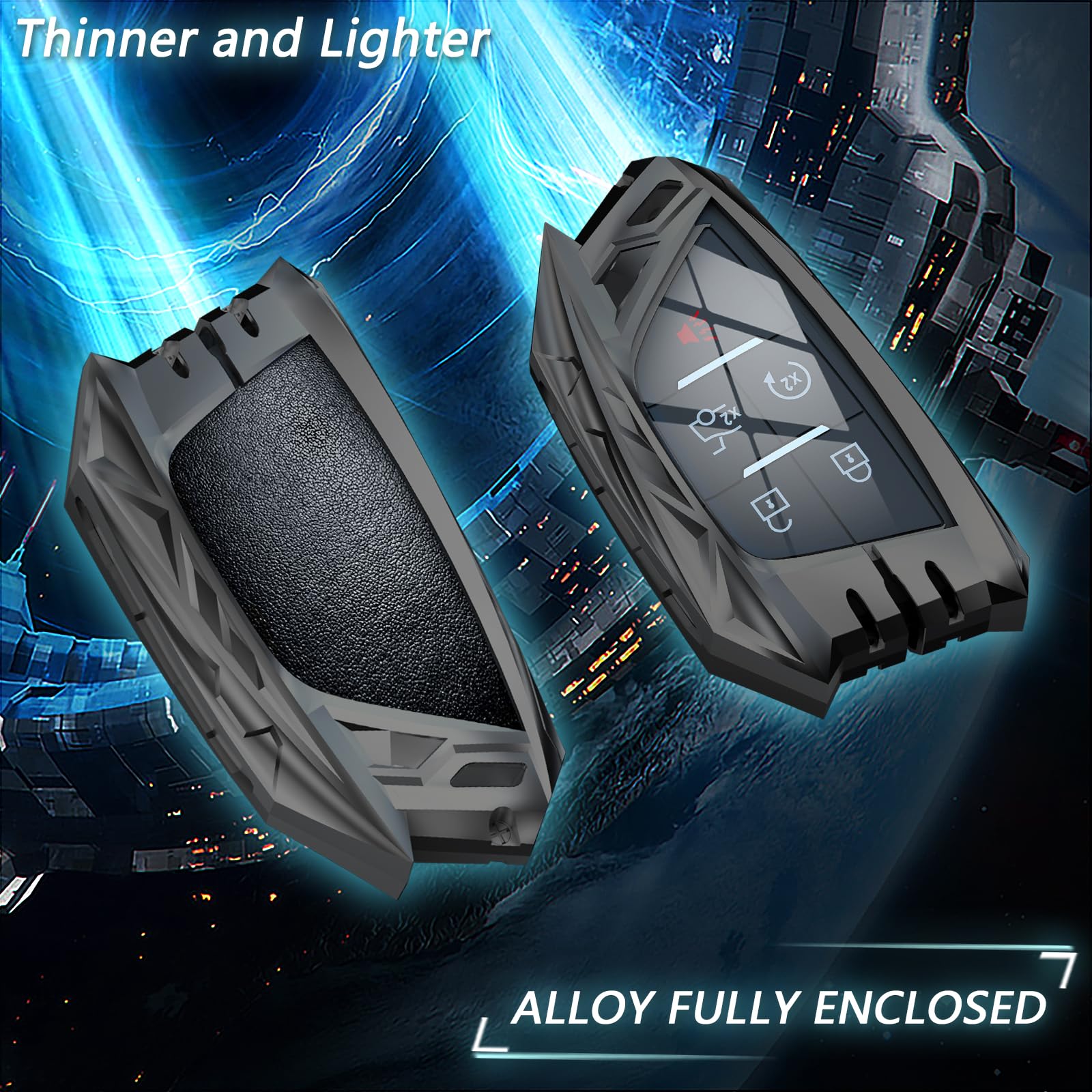 Ocezbiis For Cadillac Key Fob Cover,Keychain,Zinc Alloy Protection Car Key Case For Escalade Esv Ct4 Ct5 Ct6 Cts Xt6 Corvette C8