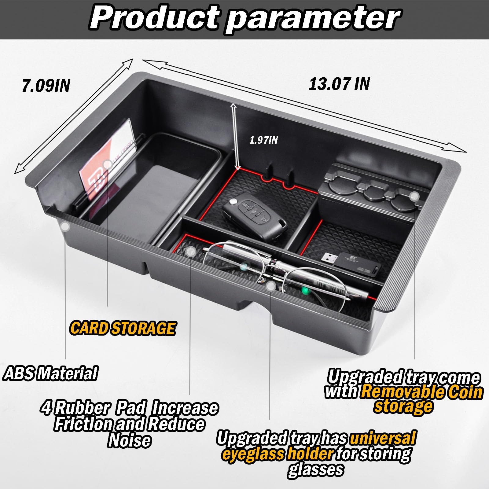 Center Console Organizer For 2014-2018 Chevy Silverado 1500 / Gmc Sierra 1500 Accessories And 2015-2019 Sierra/Silverado 2500/35