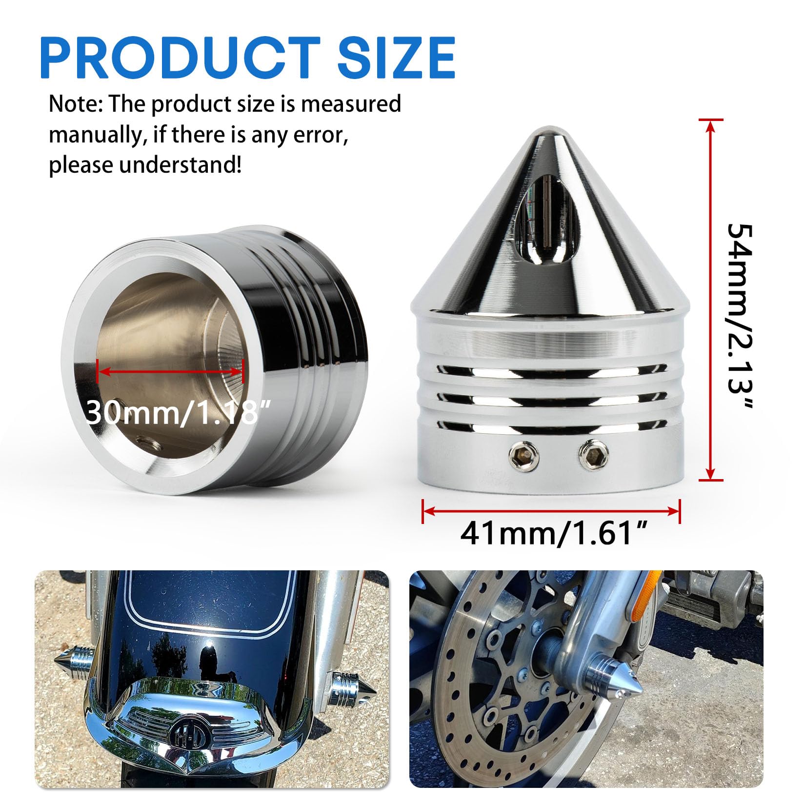 Front Axle Caps, Psler Motorcycle Front Axle Nut Cover Cap For Softail Road King Street Electra Glide Fat Boy Iron 883, Cnc Aluminum, Chrome