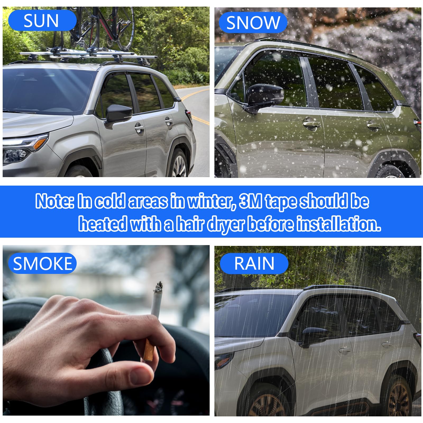 FormiPow Window Visors Rain Guards Shield for 2025 Subaru Forester, Tape-On Mugen Style, Highly Flexible Window Wind Deflectors