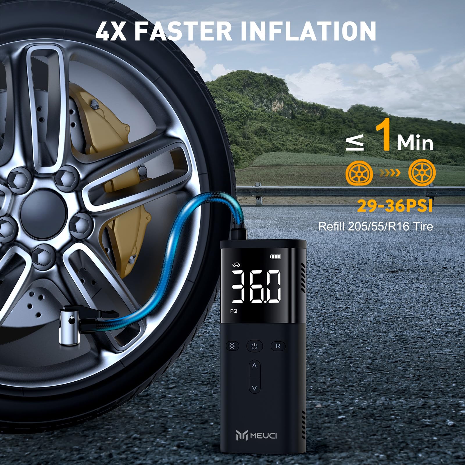 Tire Inflator Portable Air Compressor, 10000Mah Cordless Air Pump For Car Tires, 150Psi Electric Bike Tire Pump With Pressure Ga