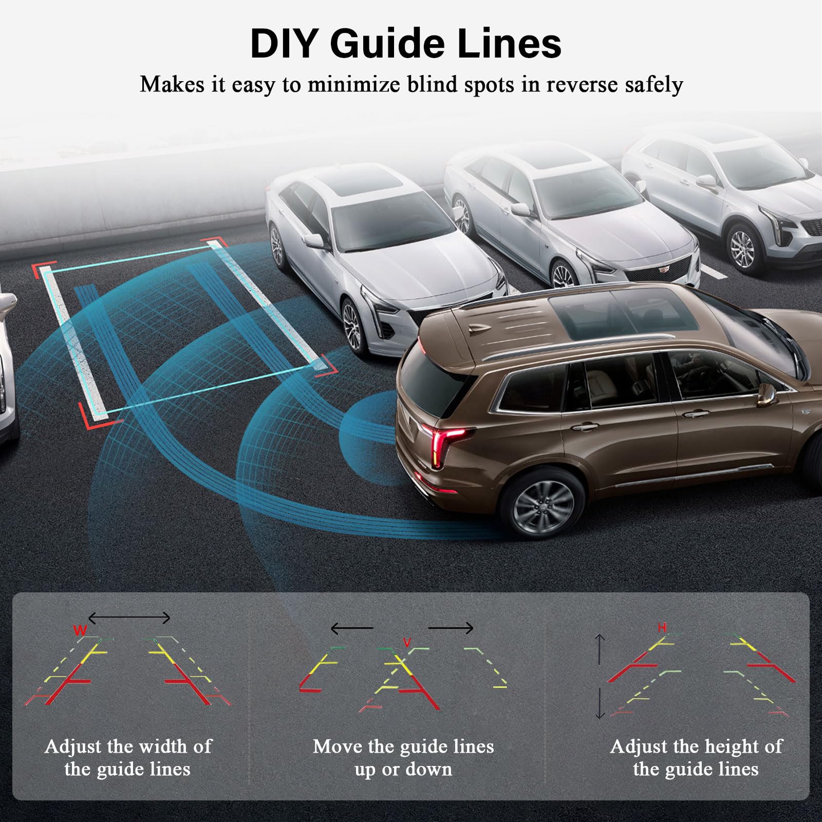 Backup Camera 7-Inch Monitor Truck: 2K Usb Plug-Play Easy Set Up No Glare-Led Lights Car Rear View Camera Clear Night Vision Rev