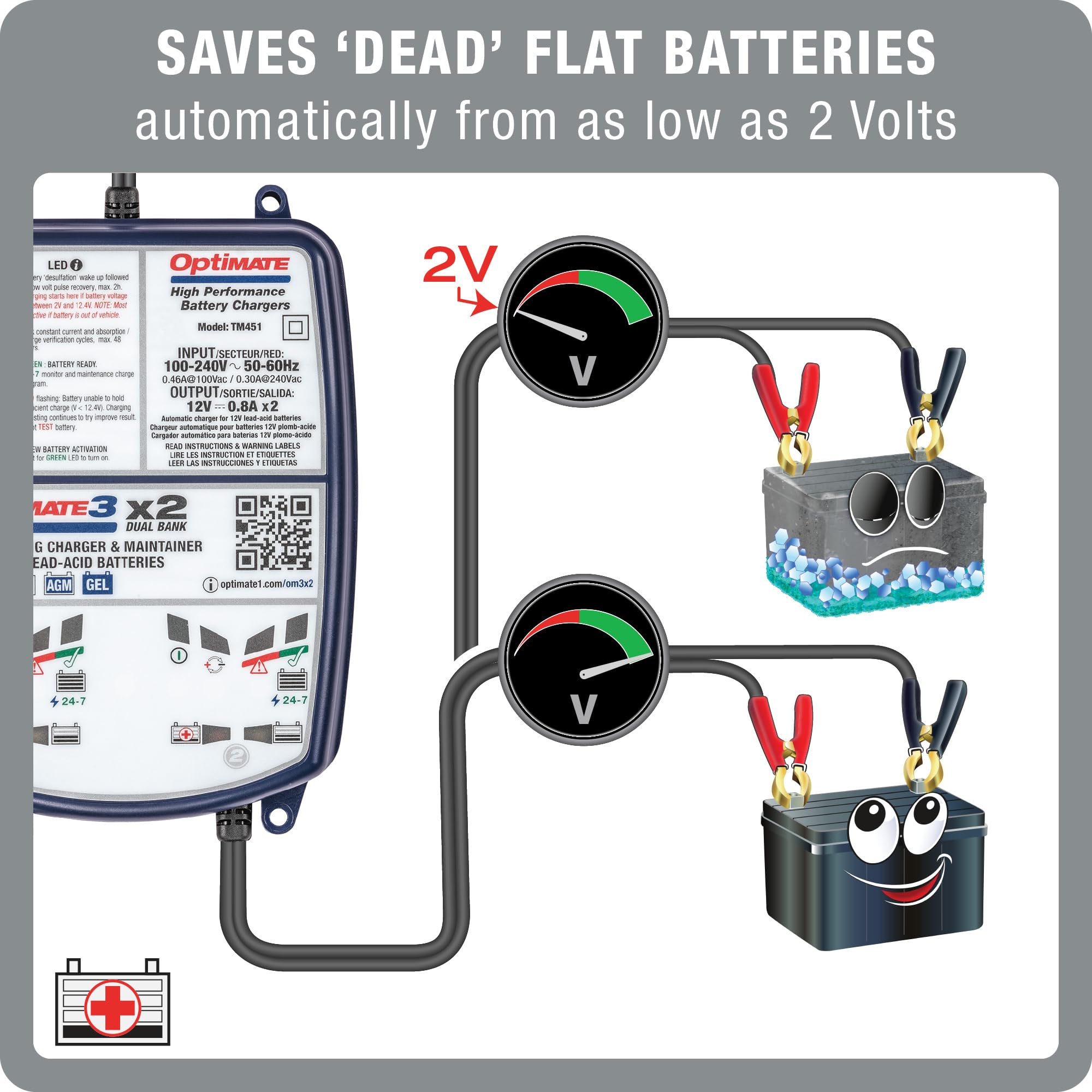 OptiMate3 0.8A x4 Bank, Smart Quad-Bank Battery Saving Charger for 12V Lead-acid Motorcycle and Powersport Batteries