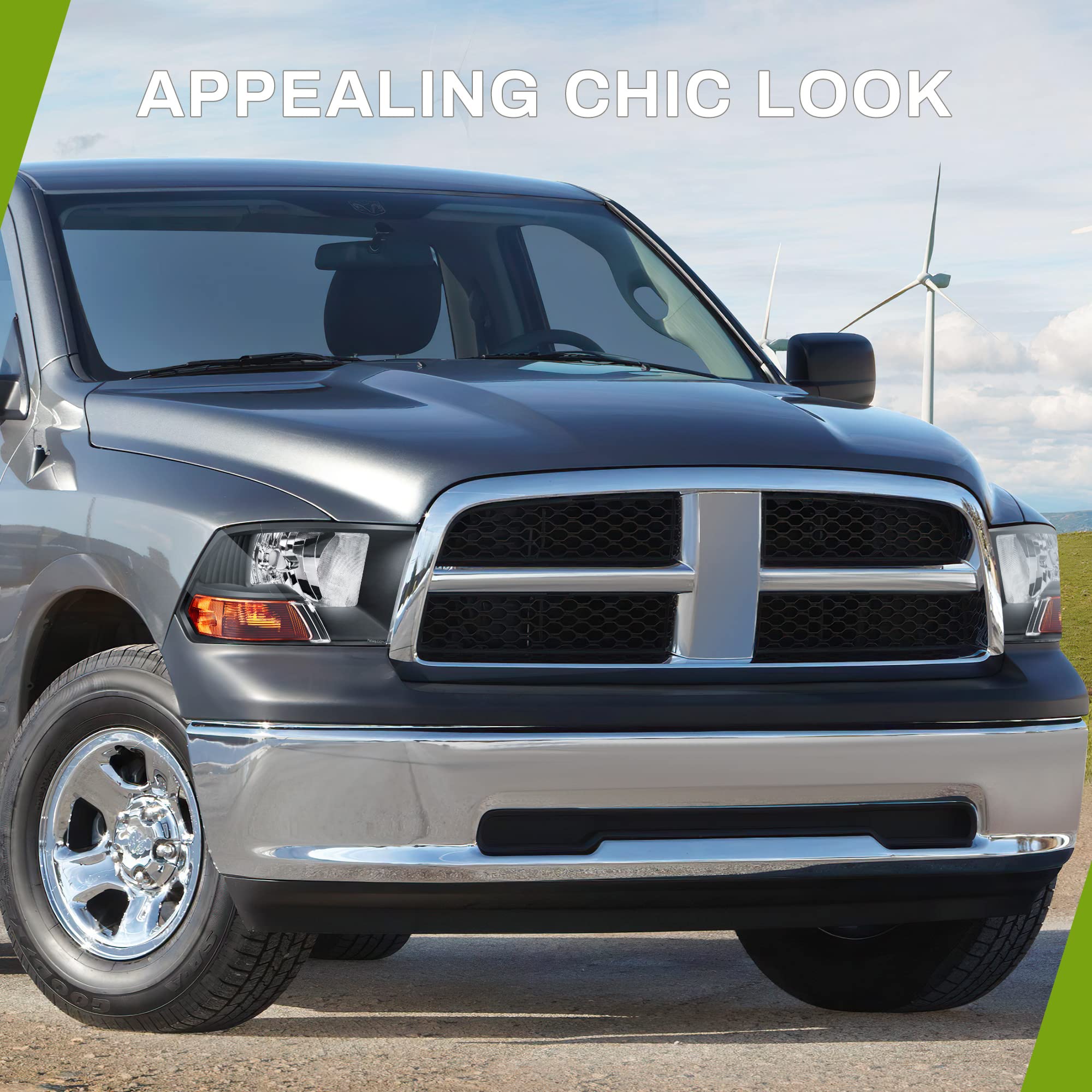 Autosaver88 Compatible With 09 10 11 12 Dodge Ram 1500 2500 3500 Pickup Dual Beam Model Headlight Assembly Replacement Black Hou