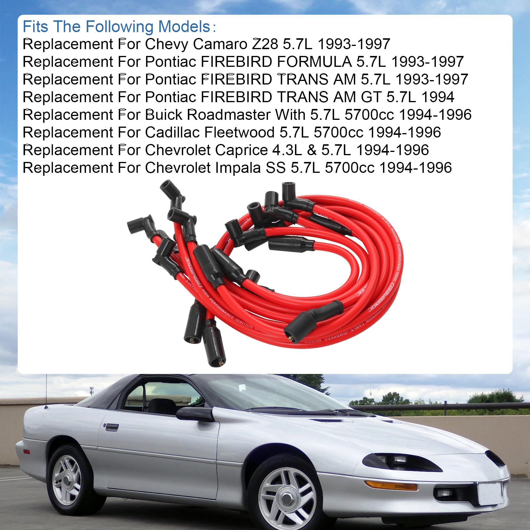 Jdmspeed New Performance Spark Plug Wire Set 10.5Mm Replacement For Chevy Gm Lt1 Lt4 5.7L 4.3L 1992-1997