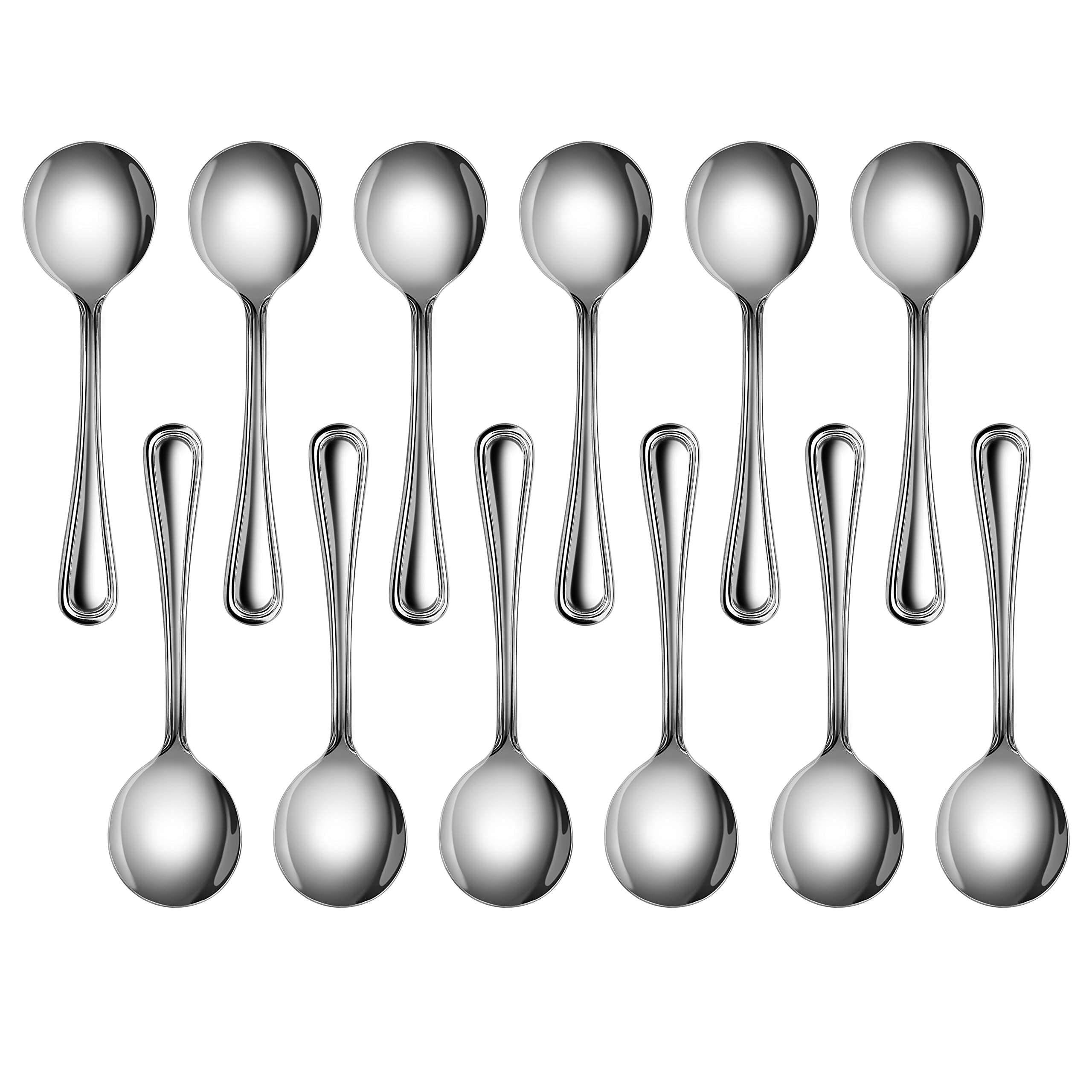 New Star Foodservice 58185 Slimline Pattern, 18/0 Stainless Steel, Bouillon Spoon, 5.7-Inch, Set Of 12