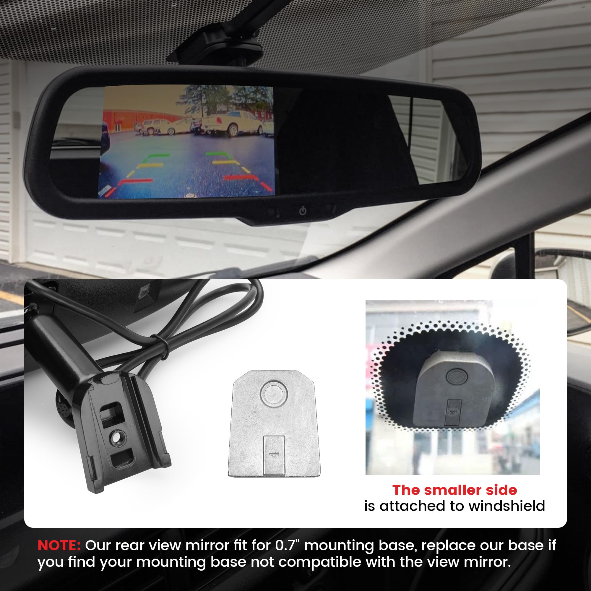 Red Wolf Tailgate Backup Camera + 7'' Rear View Mirror Screen Monitor Fit For Ford 2004-2014 F150/ 2009-2016 F250/F350 Pickup Tr