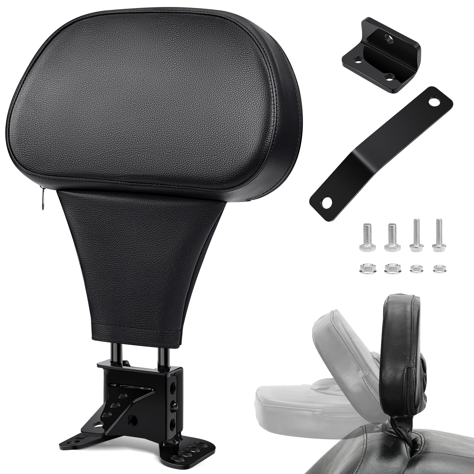Benlari Rider Backrest, Adjustable Detachable Plug-in Driver Back Rest Pad Fit for Harley Davidson Touring Street Glide Road Gli
