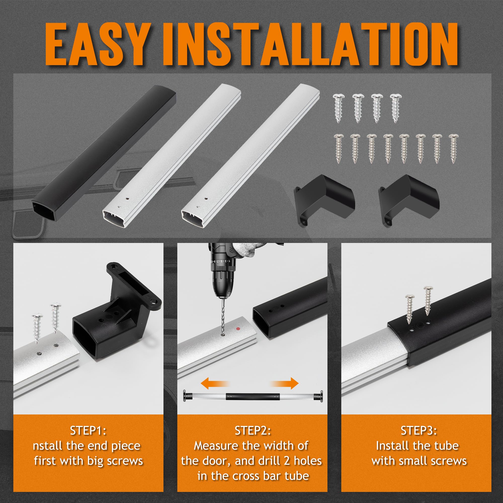 Tonda Rv Screen Door Handle, Rv Door Handle Grab Bar For Travel Trailer Camper Motorhome, Adjustable From 21-5/8 Inch To 28-5/8