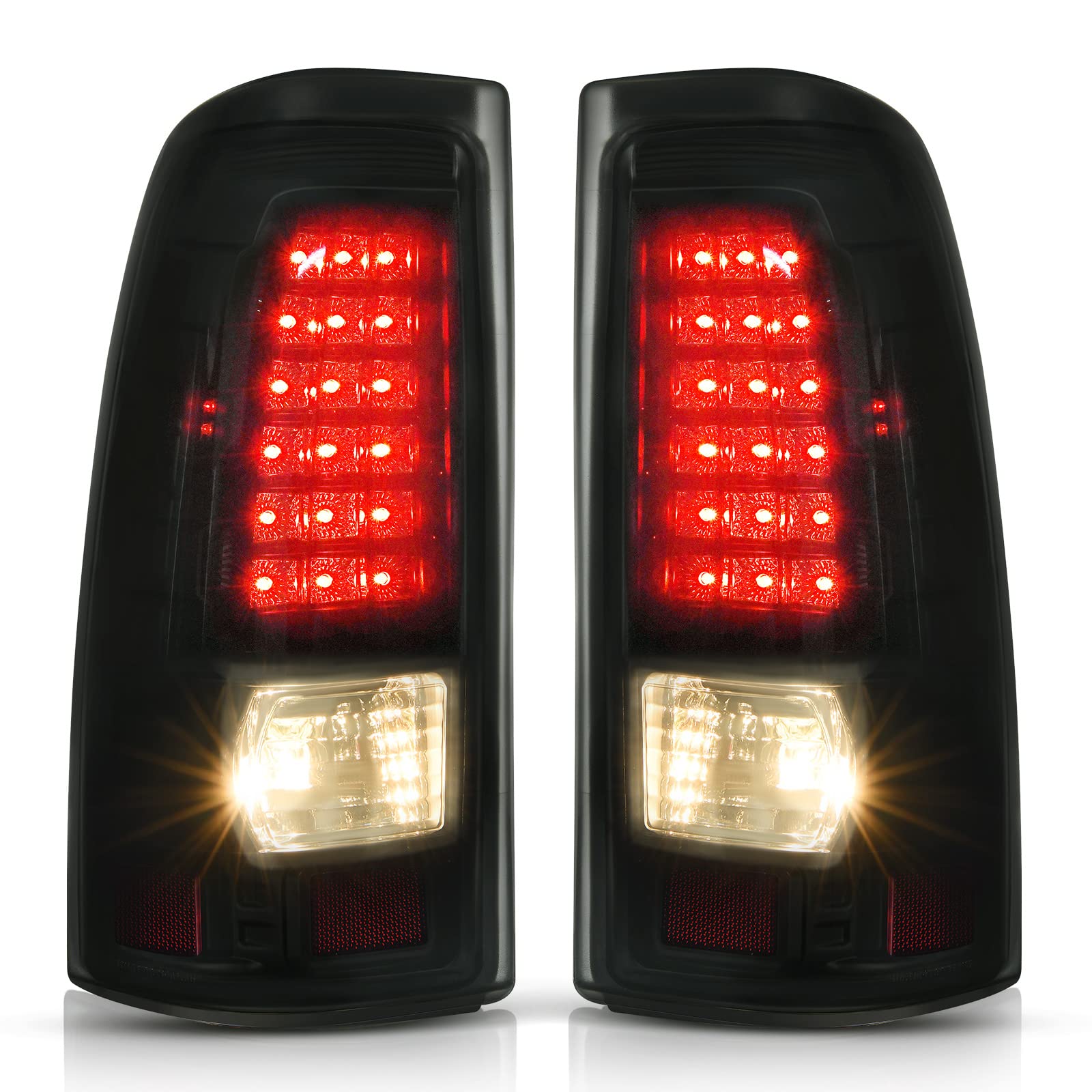 Autosaver88 Led Tail Light Assembly Compatible With 2003-2006 Chevy Silverado 1500/2500/3500 And 1999-2002 Gmc Sierra 1500/2500/3500 Black Housing And Smoke Lens (Fit Fleetside Models Only)