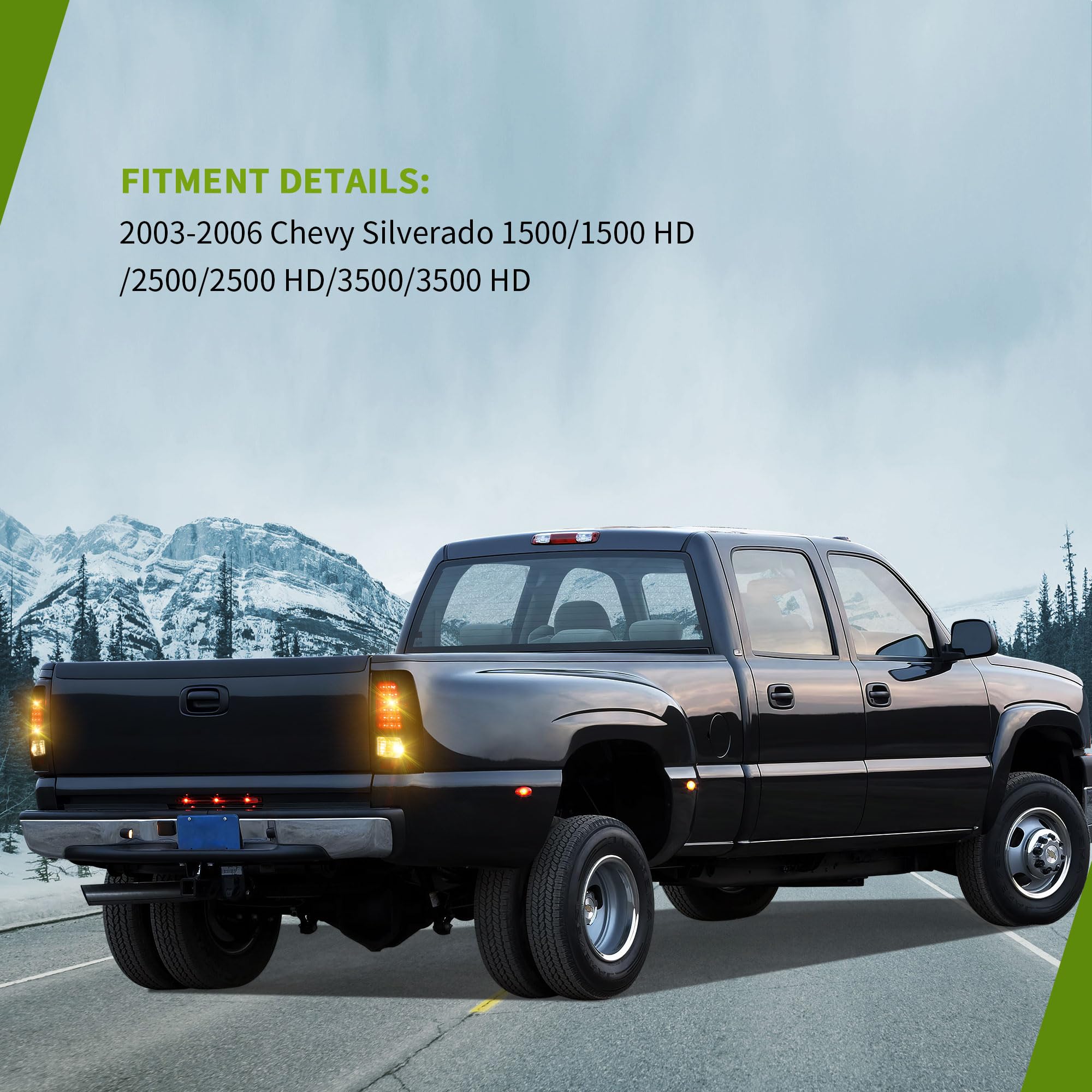 Autosaver88 Led Tail Light Assembly Compatible With 2003-2006 Chevy Silverado 1500/2500/3500 And 1999-2002 Gmc Sierra 1500/2500/3500 Black Housing And Smoke Lens (Fit Fleetside Models Only)