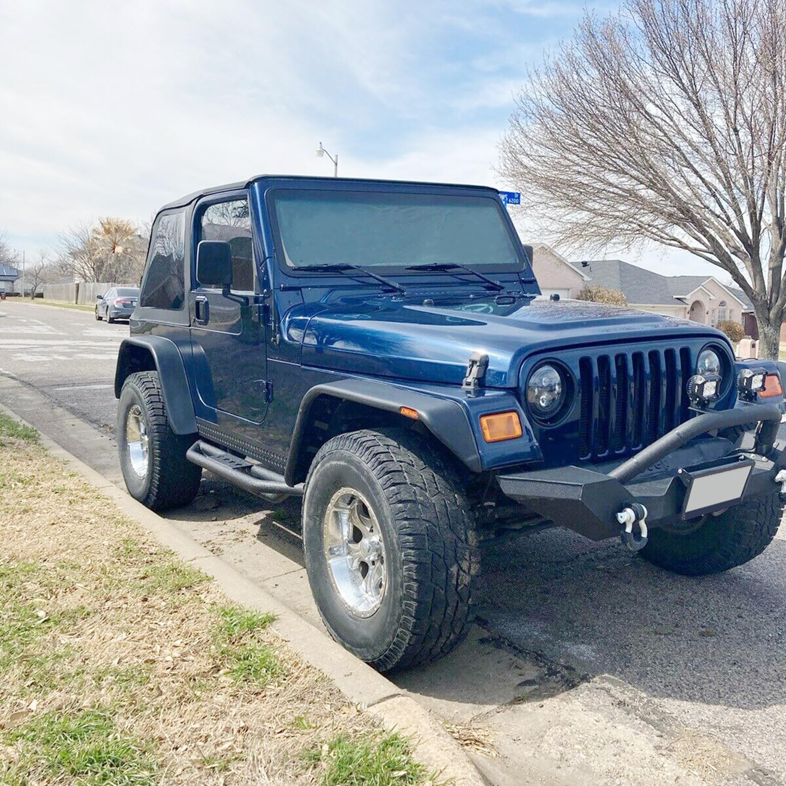 ECOTRIC Side Body Armor Rocker Panel Compatible with 1997-2006 Jeep TJ Wrangler Replacement for 11650.05 Panel Diamond Plate Kit