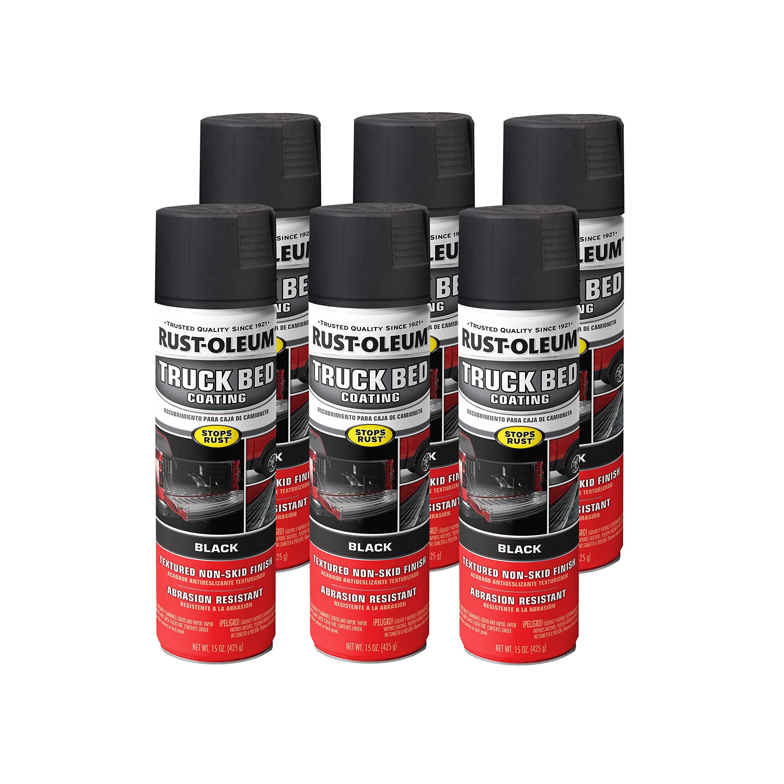 Rust-Oleum 248914-6Pk Automotive Truck Bed Coating Spray, 15 Oz, Black, 6 Pack