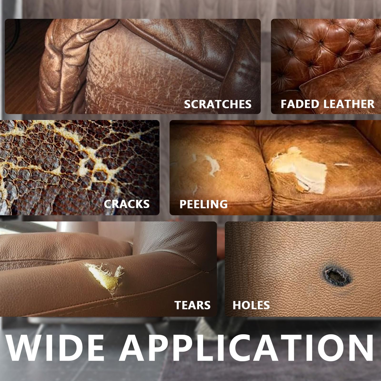 ROFPM Leather Repair Kit, Vinyl Reapir Kit for Furniture, Couch, Sofa, Jacket, Car Seats, Purse, Chair, Car Interiors and Handba