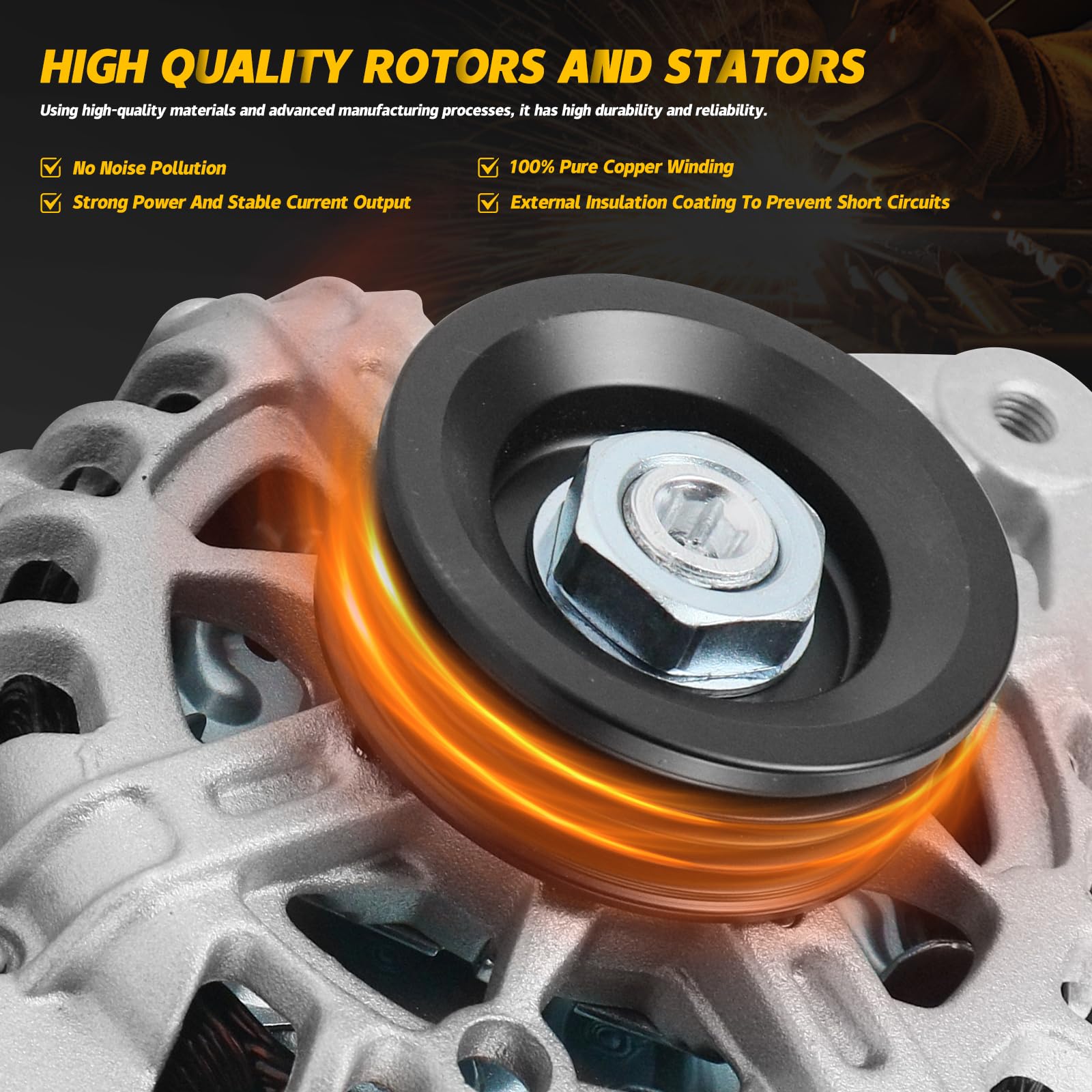 YINAVAGAD 37300-23650 Alternator for Kia Soul 2.0L L4 2010-2011, for Kia Spectra Spectra5 2.0L 2007 2008 2009, for Hyundai Elant