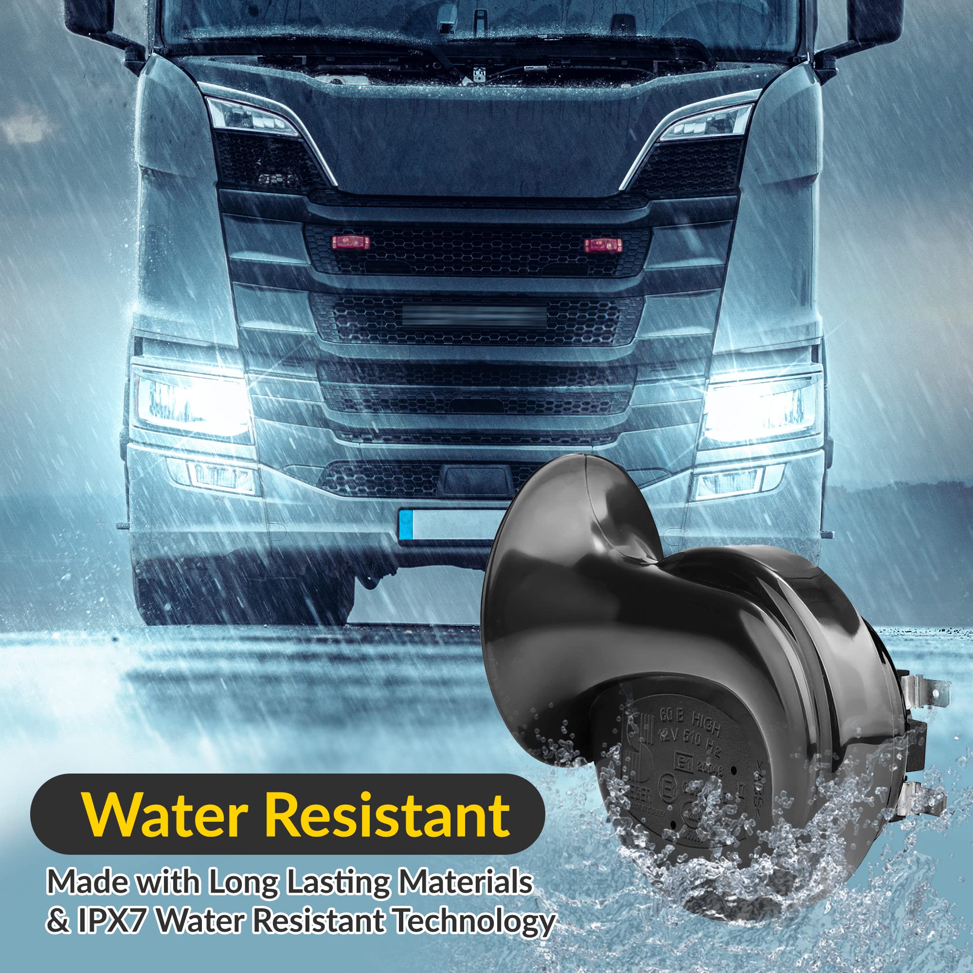 SEGER Trumpet Car Horn Set - Truck Horn - Waterproof - High/Low Tone, 12 Volt, Universal Fit - Original 60B Series - European Ma