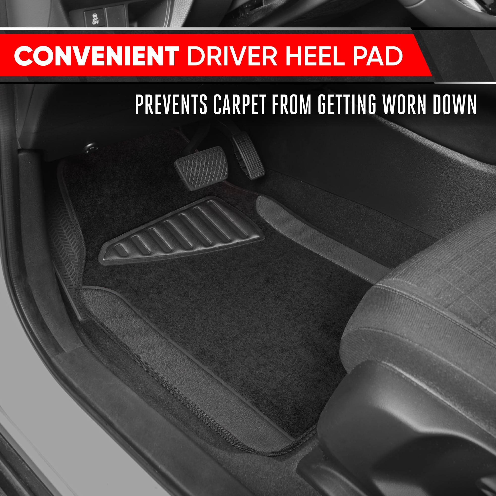 Motor Trend Waterproof Car Floor Mats Universal Fit Car Mats with Driver Heel Pad Leather Car Carpet Floor Mats for SUV Van Seda