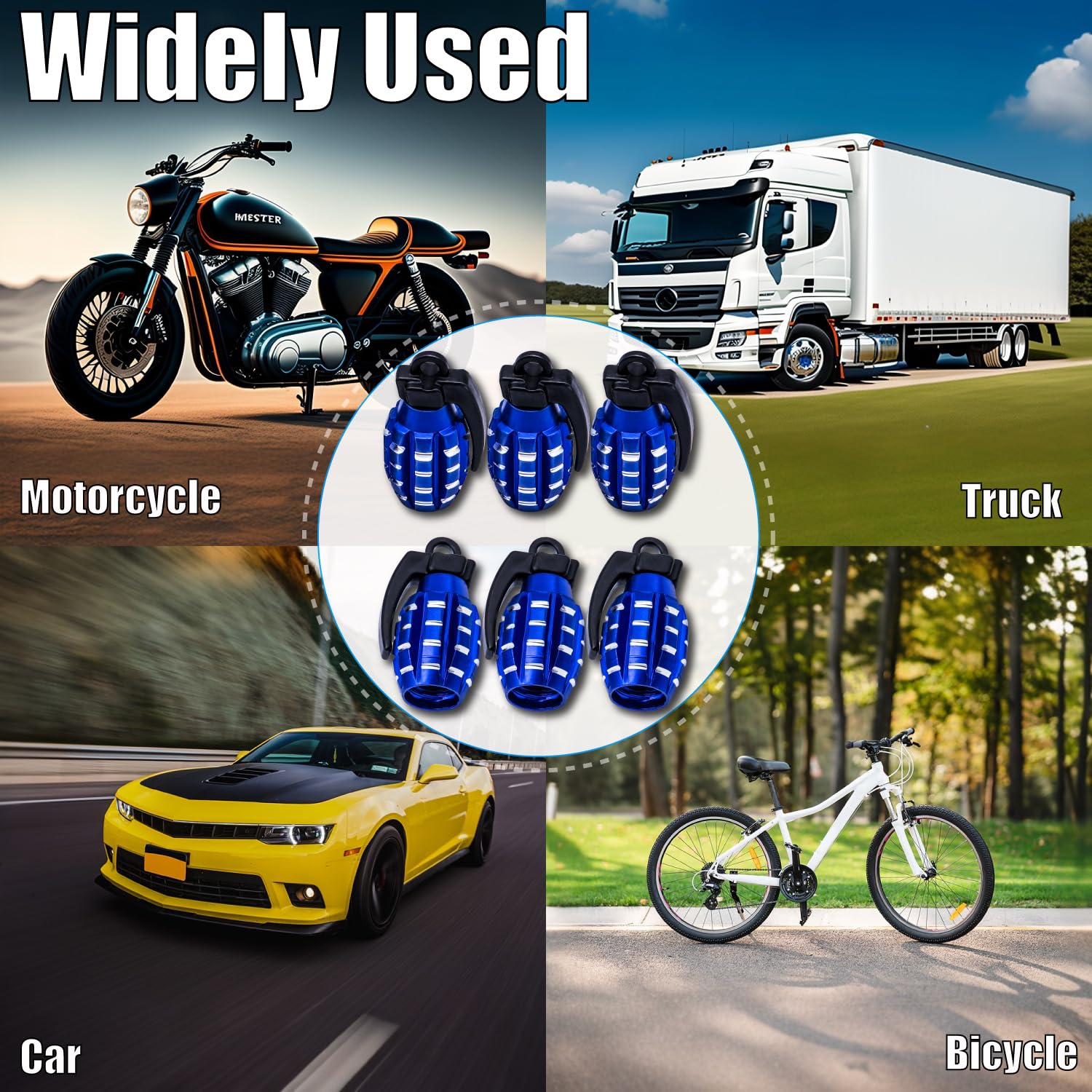 Meajoo 6Pcs Tire Valve Stem Caps, Aluminium Alloy Tire Valve Stem Covers Universal For Cars, Trucks, Suv, Motorcycles, Bike And