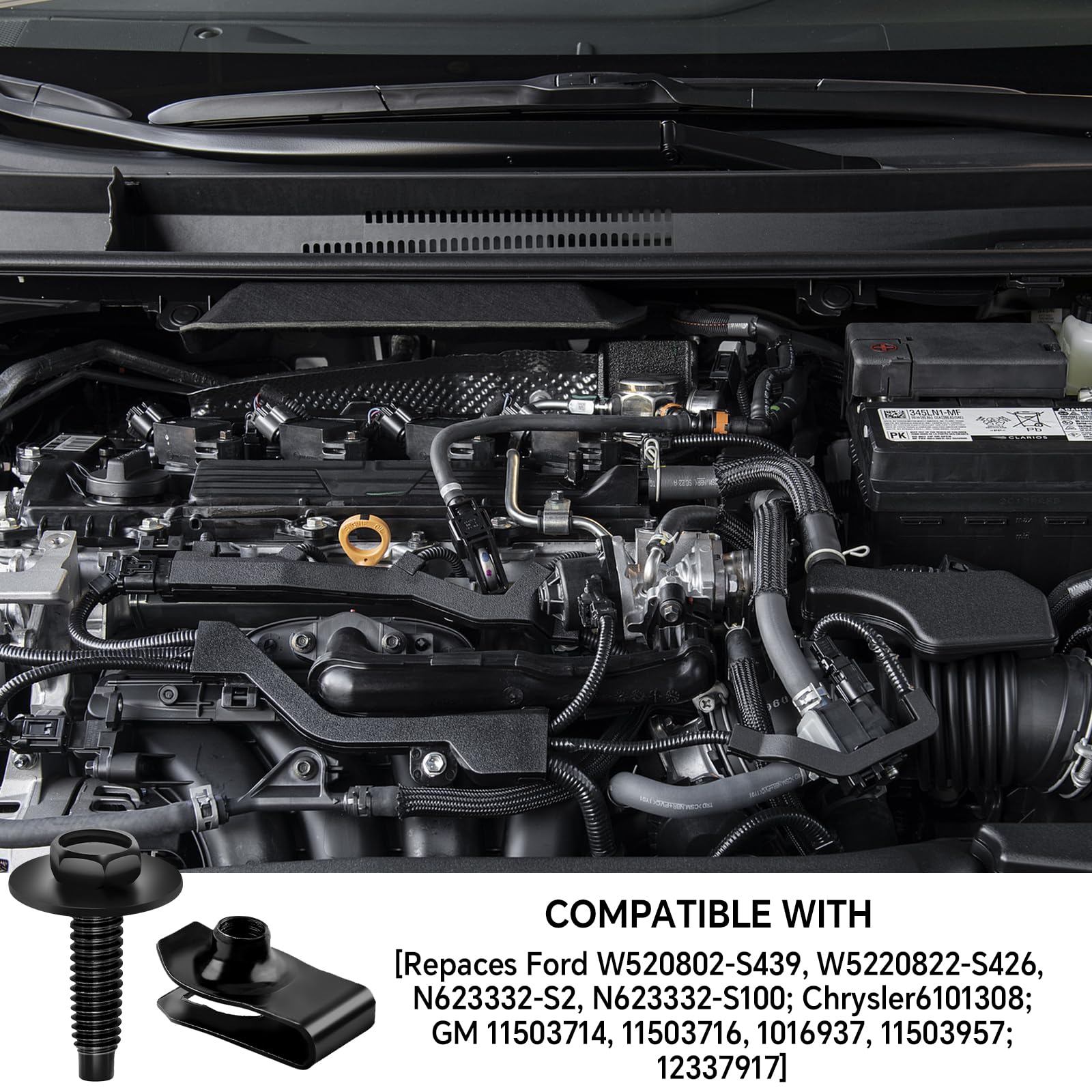 ?Upgraded?30 Sets M6-1.0  25mm Extruded U Nuts and Hex Head SEMS Bolts Kit w/Dog Point -OEM Replacement for GM 11503714, Ford W5