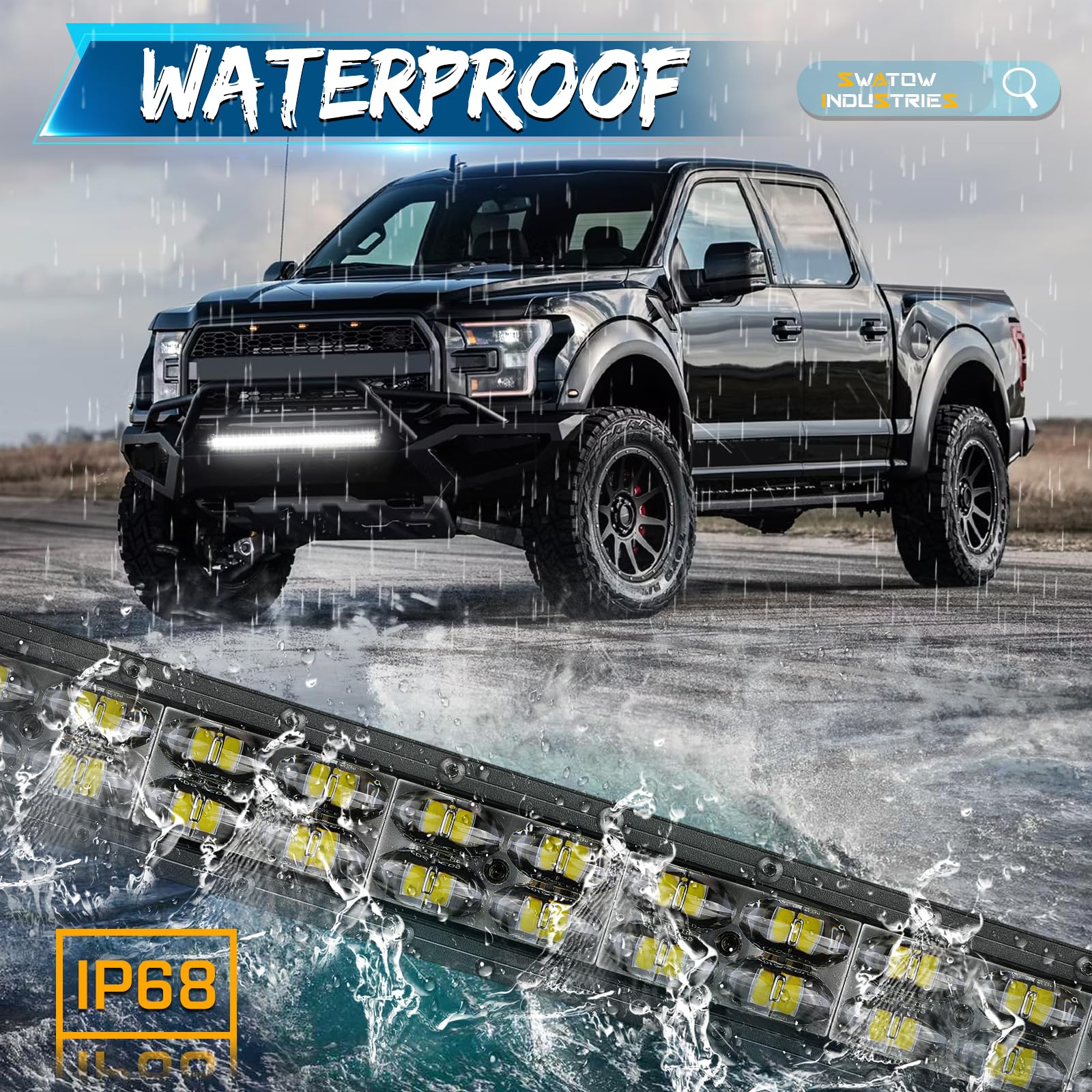 Swatow Industries 20 Inch Light Bar Slim 20'' Led Light Bar Spot Flood Offroad Driving Lights Waterproof Front Bumper Mounts For