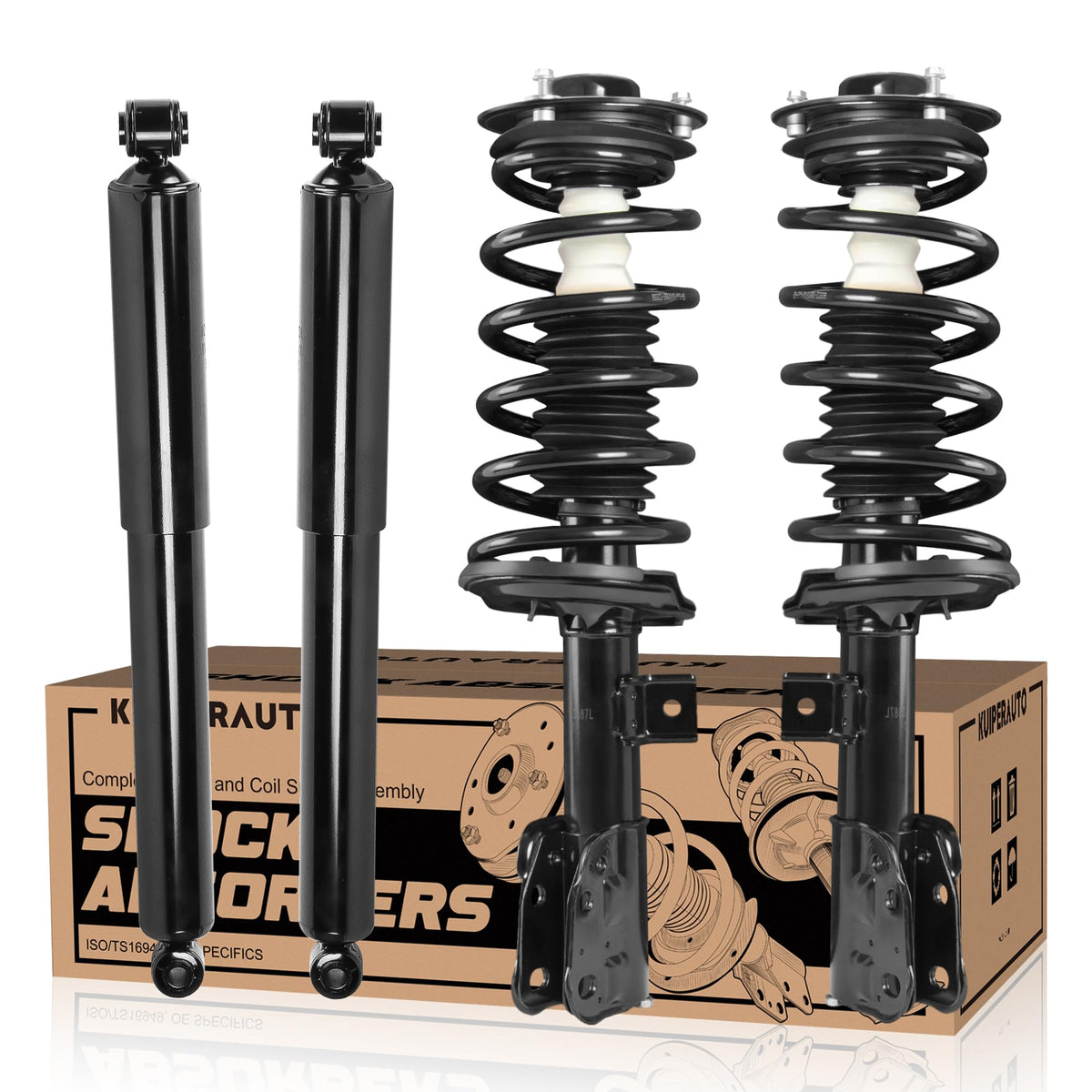 KUIPERAUTO 172527 172526 911258 Complete Front Rear Struts Coil Spring Assembly Compatible for 2007-2009 Chevy Equinox/Pontiac T