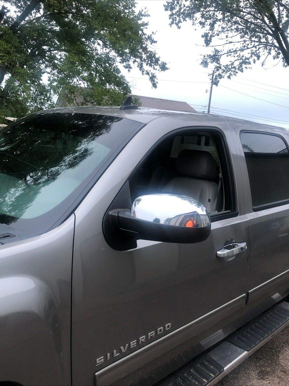 Ecotric Chrome Pair Half Mirror Covers Compatible With 2007-2014 Chevy Silverado Gmc Sierra Tahoe Avalanche Suburban Yukon Escal