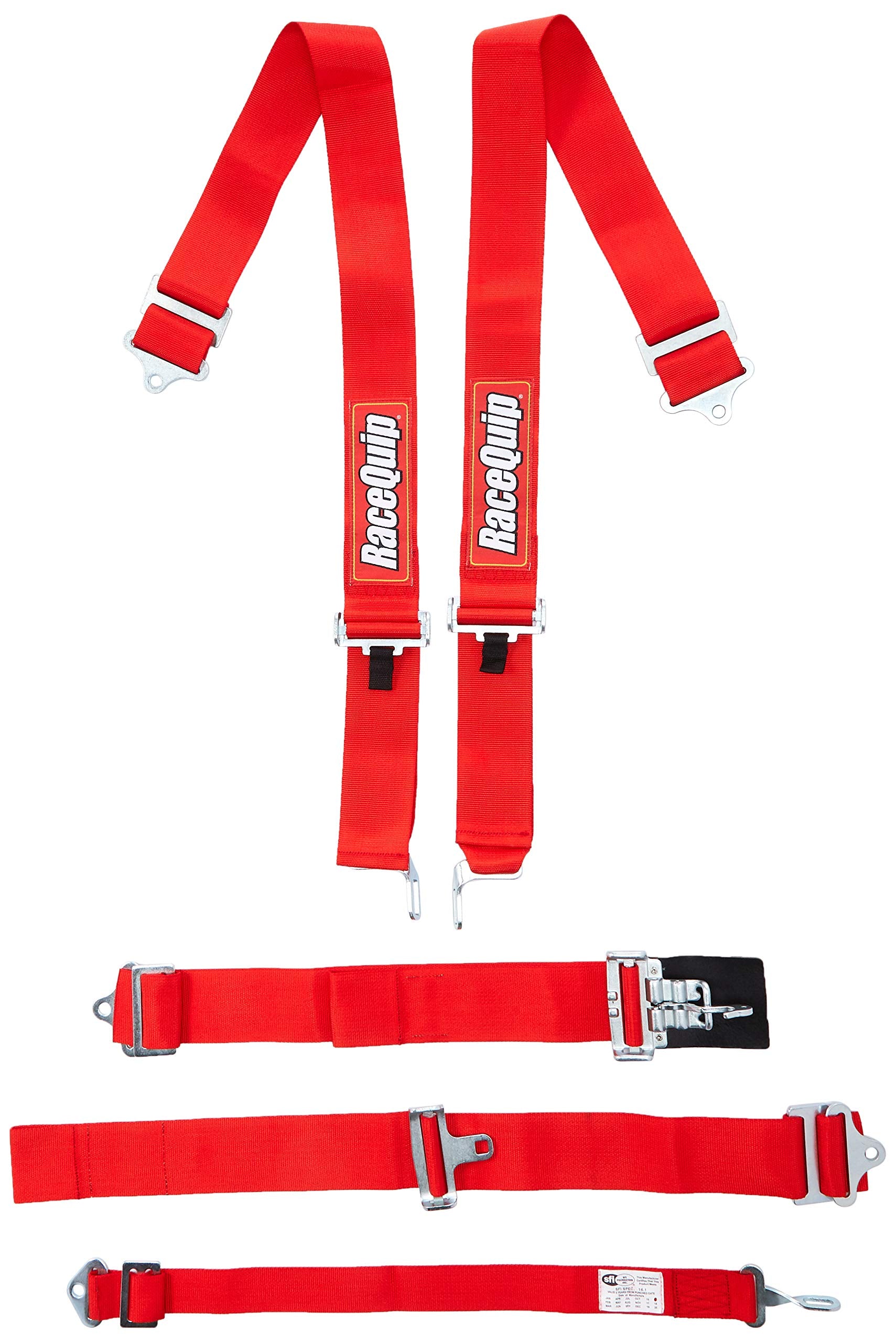 Racequip Auto Racing Harness Set Latch And Link 5 Point Sfi 16.1 Red 711011