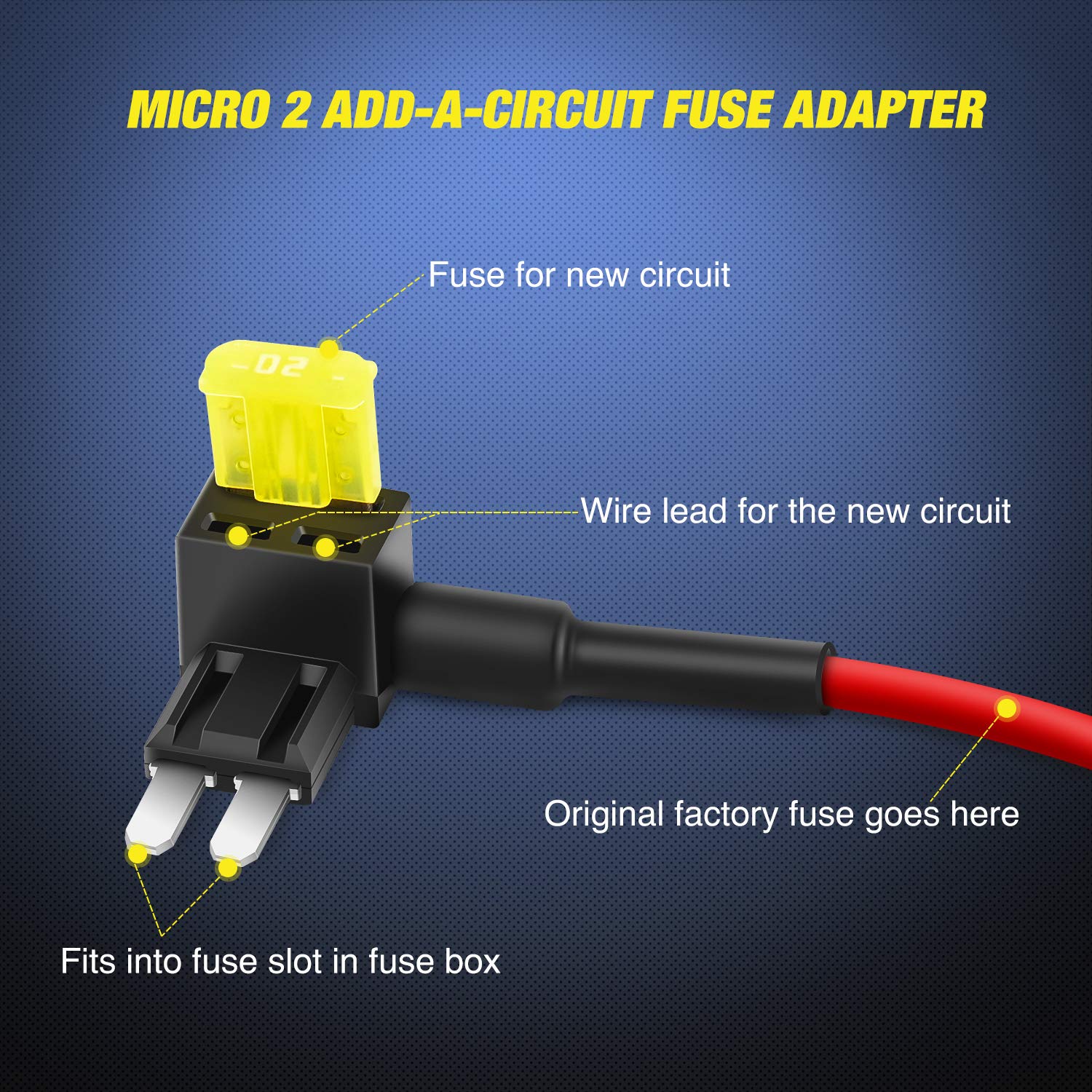 Nilight 10 Pack Micro 2 Fuse Tap 12V Car Add A Circuit Atr Blade Fuse Adapter With 20A Fuse Micro Ii Fuse Holder Add On Dual Cir