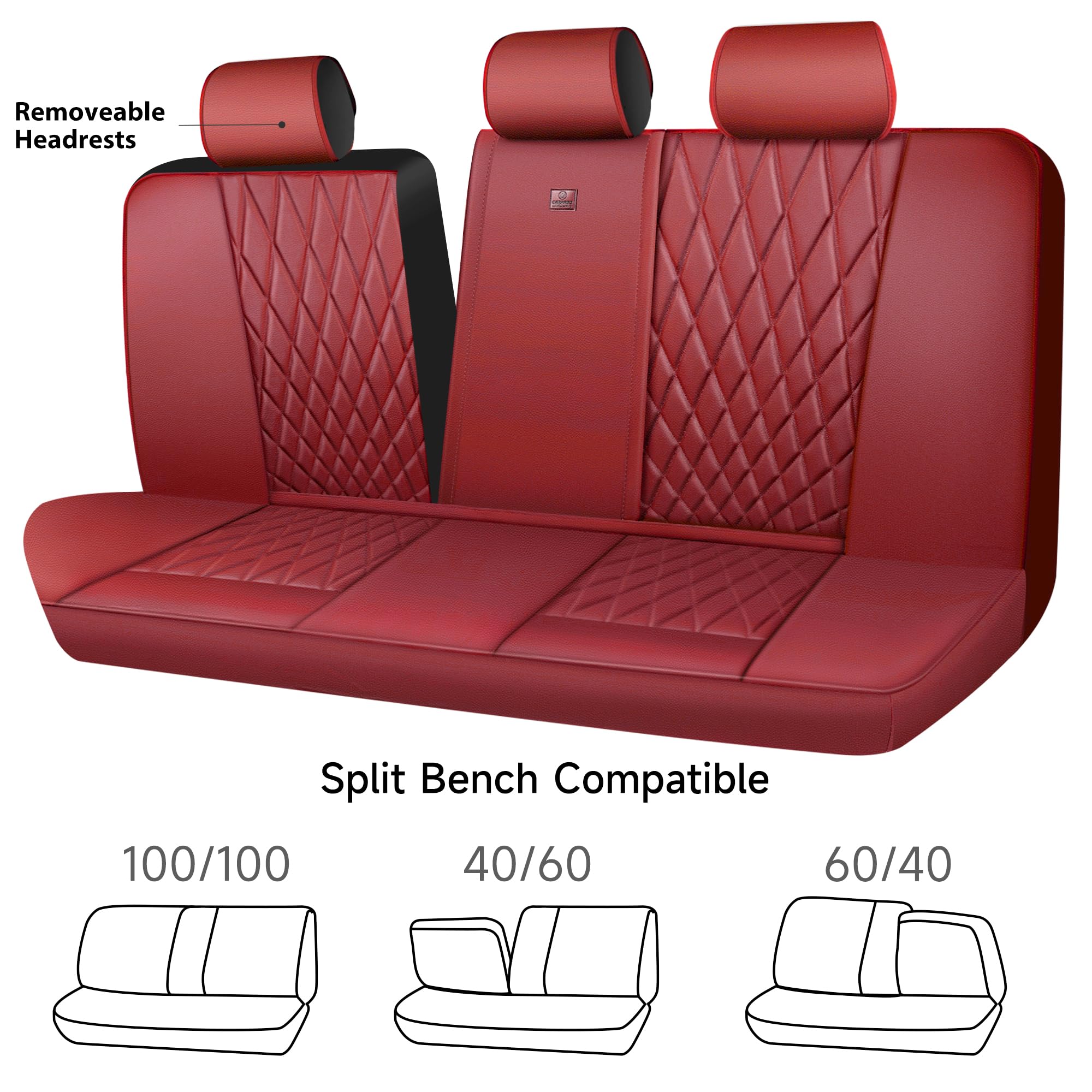Car Pass Piping Luxury Faux Leather Seat Covers Full Set, Premium Delux Anti-Slip Waterproof Automotive Seat Cover Universal Fit
