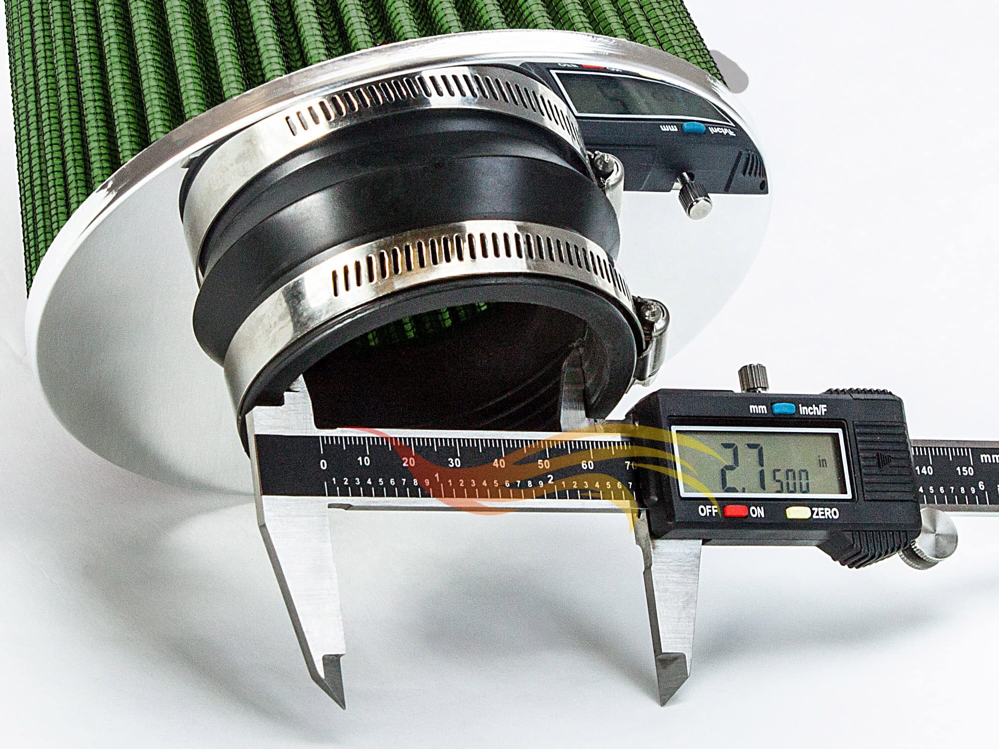 Green 2.75'' 70 Mm Inlet Cold Air Intake Cone Replacement Performance Washable Clamp-On Dry Air Filter