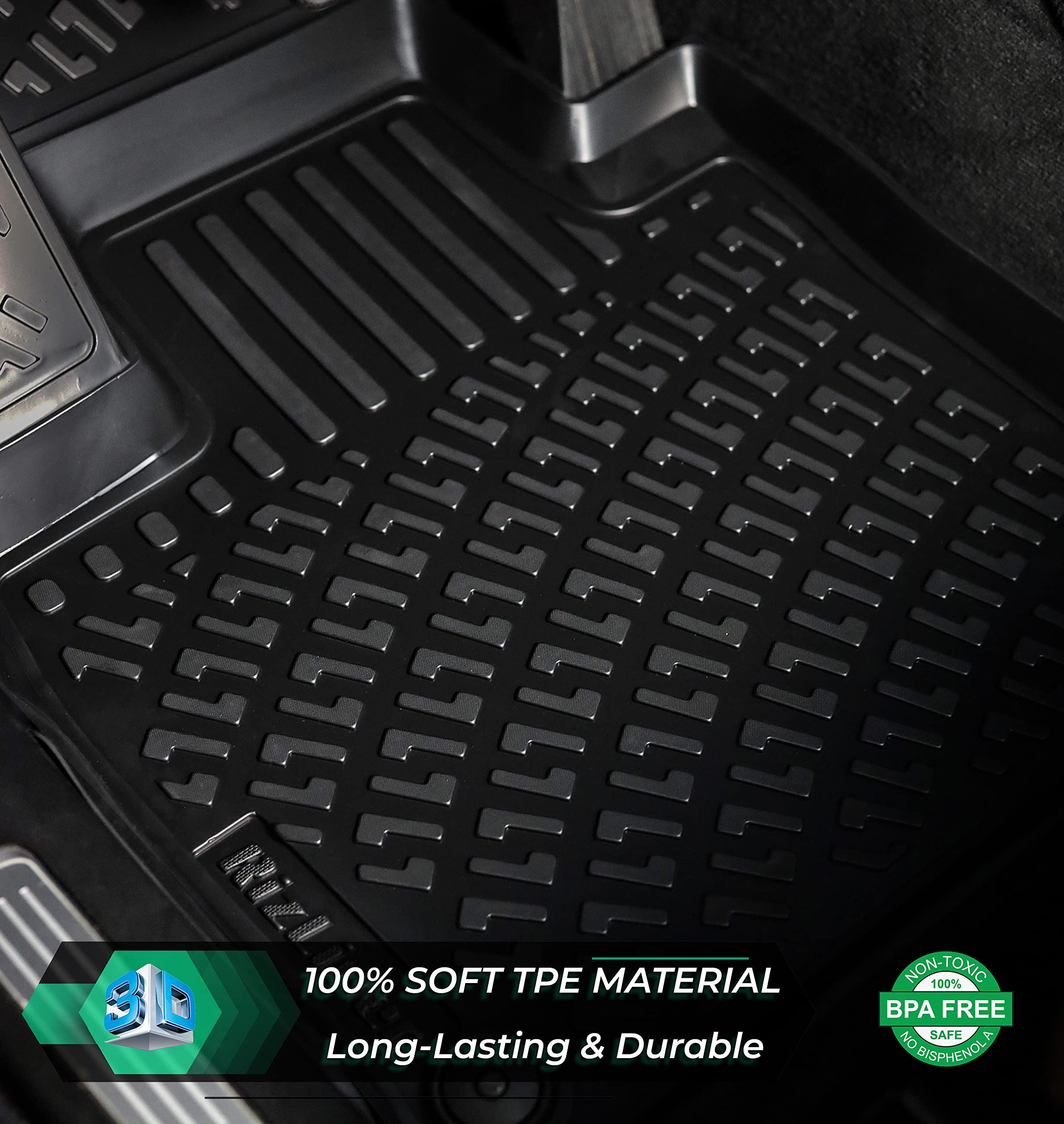 Rizliner Kia Soul 2020-2025 Floor Mats 3D Custom Fit Compatible With Kia Soul Rubber Car Mats Laser Measured 1St & 2Nd Row Floor