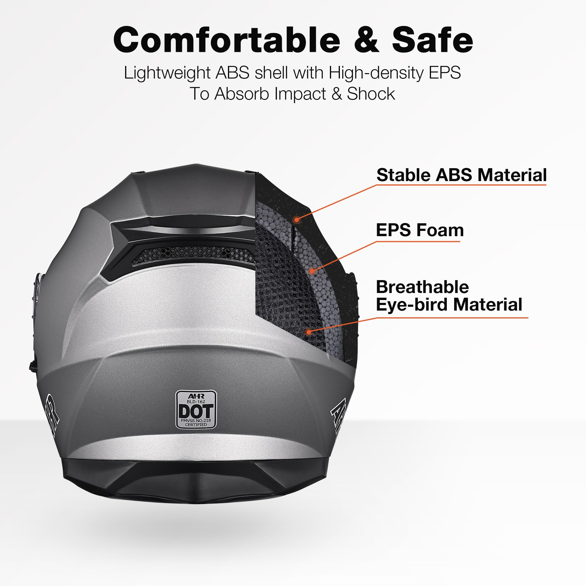 Ahr Motorcycle Helmet Dual Visor Modular Flip Up Full Face Helmet Dot Approved - Ahr Helmet Run-M3 For Adult Motorbike Street Bi